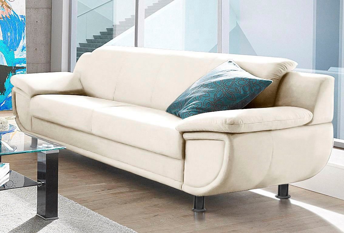 TRENDMANUFAKTUR 3-Sitzer Rondo, Breite 207 cm, breite Armlehnen, Füße schwarz, Big-Sofa wahlweise mit Federkern, in verschiedenen Bezügen bestellbar