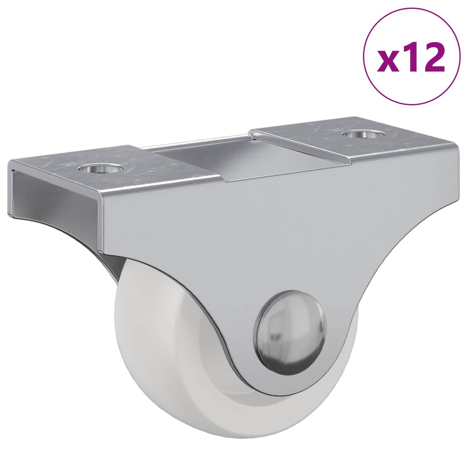 vidaXL Stuhlrolle Bockrolle 12 pcs Weiß 42 x 11,5 x 29 mm Eisen, (12-St)