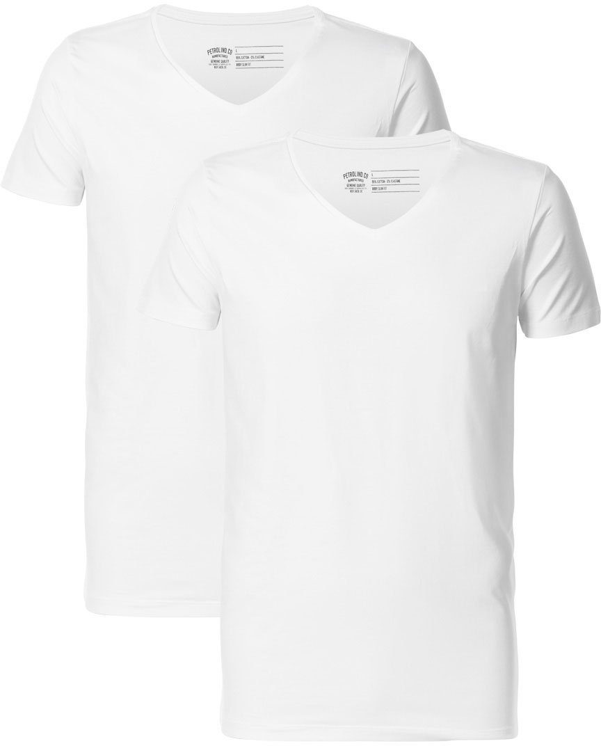 Petrol Industries White 2er-Pack) Bright T-Shirt V-Ausschnitt (Packung