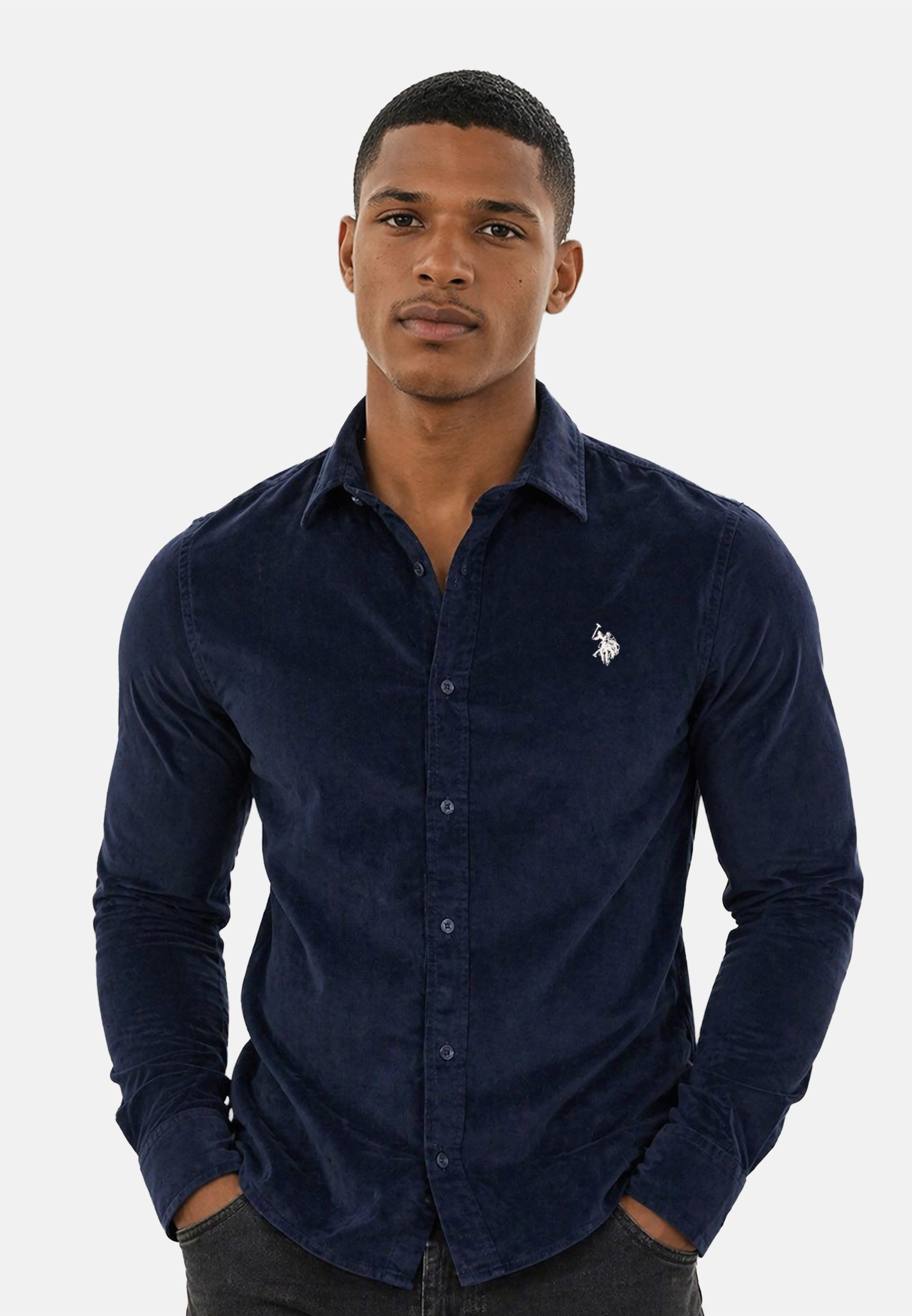 U.S. Polo Assn. Langarmhemd USPaarker Herren Cordhemd Baumwolle – Hemd mit Stretch und Knopfleiste Weiches Cordhemd mit Hemdkragen und Logostickerei