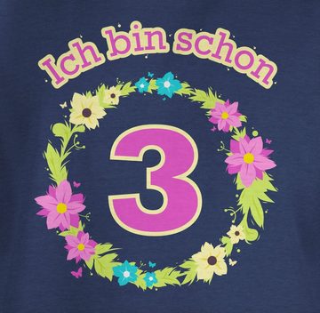 Shirtracer T-Shirt Ich bin schon drei Blumenkranz 3. Geburtstag