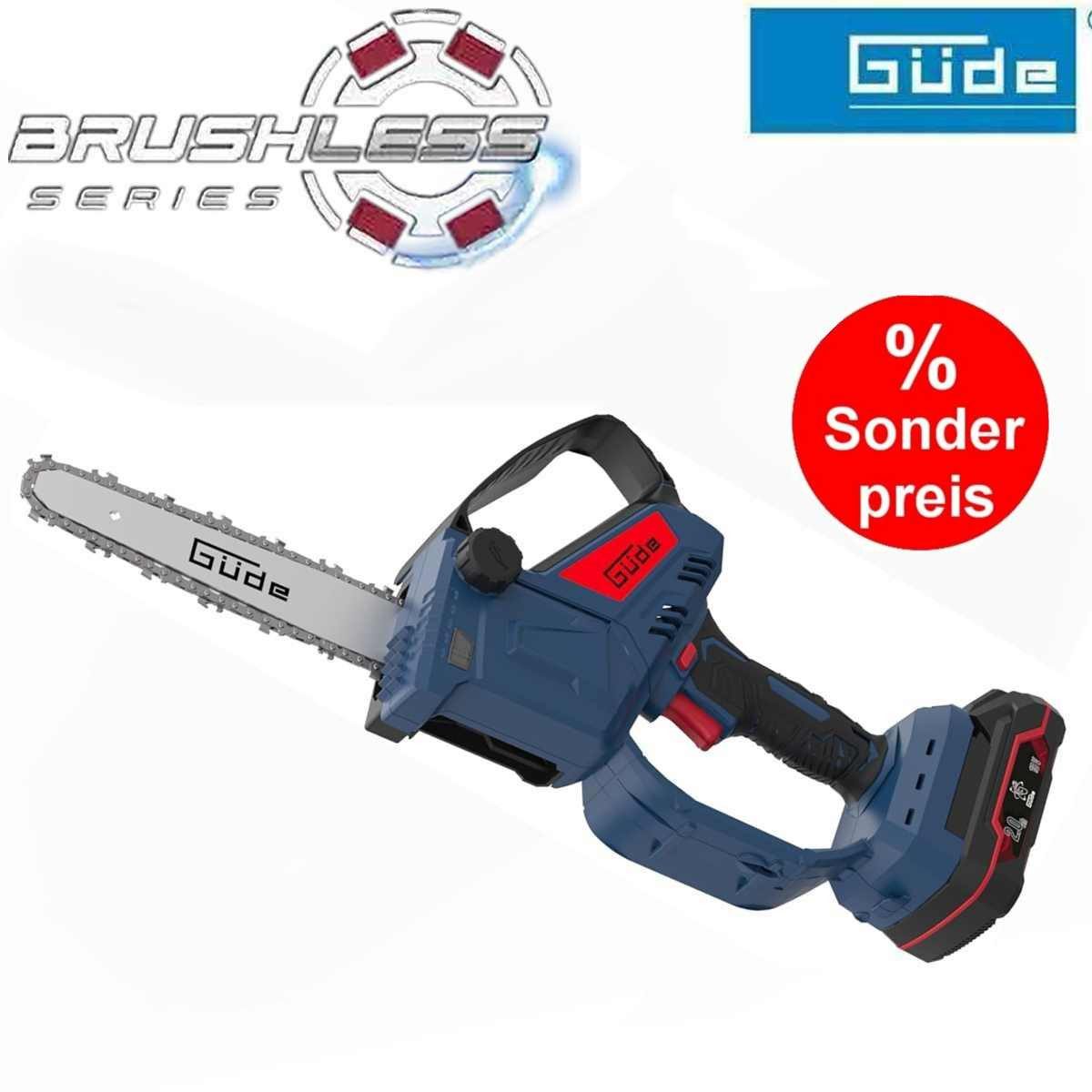 Güde Akku-Kettensäge Minikettensäge GMK 18 mit Akku 2.0 Ah + Ladegerät, Astkettensäge 18V
