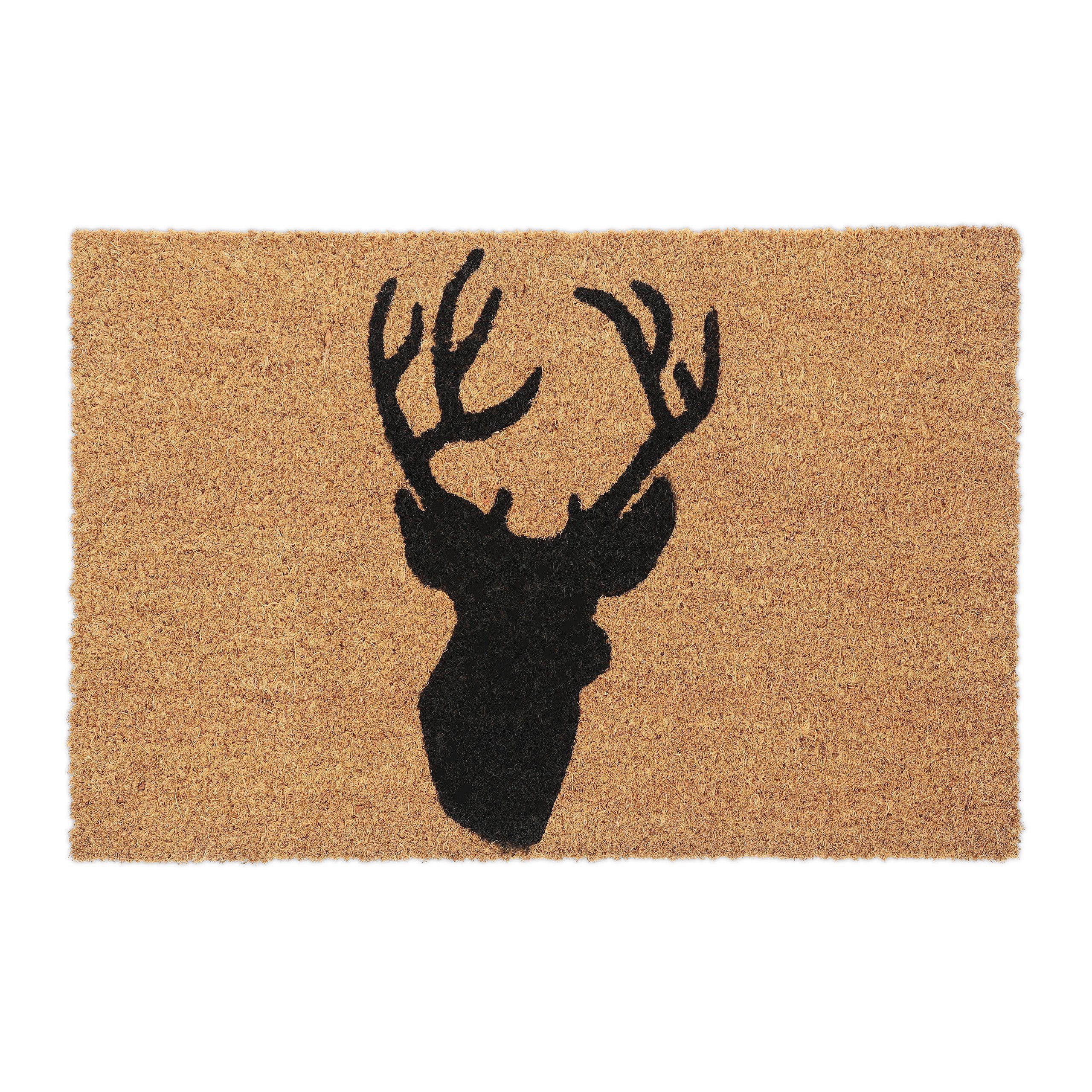 relaxdays Fußmatte Kokos Fußmatte mit Hirsch, günstig online kaufen