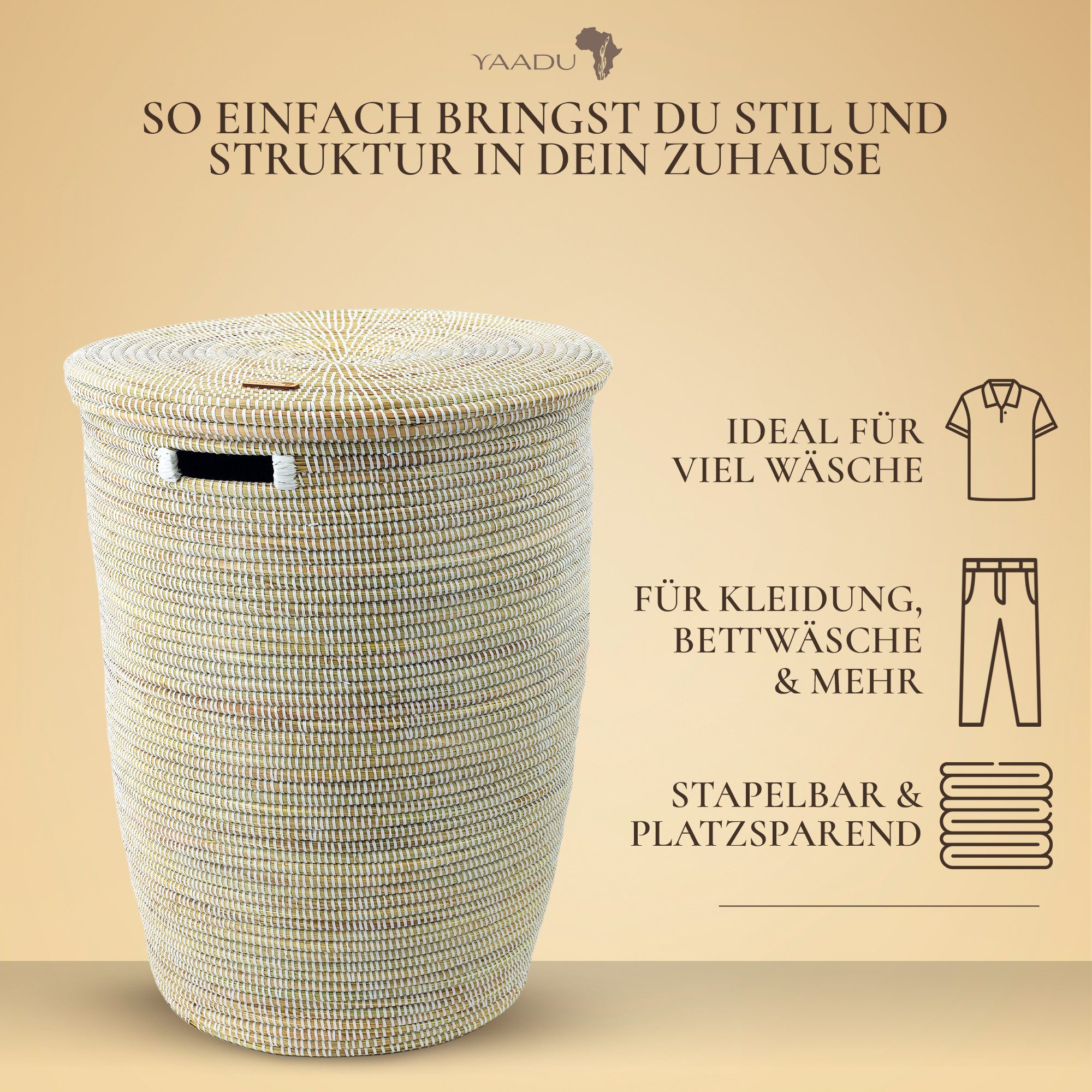 YAADU Wäschekorb mit flachem Deckel 80L günstig online kaufen