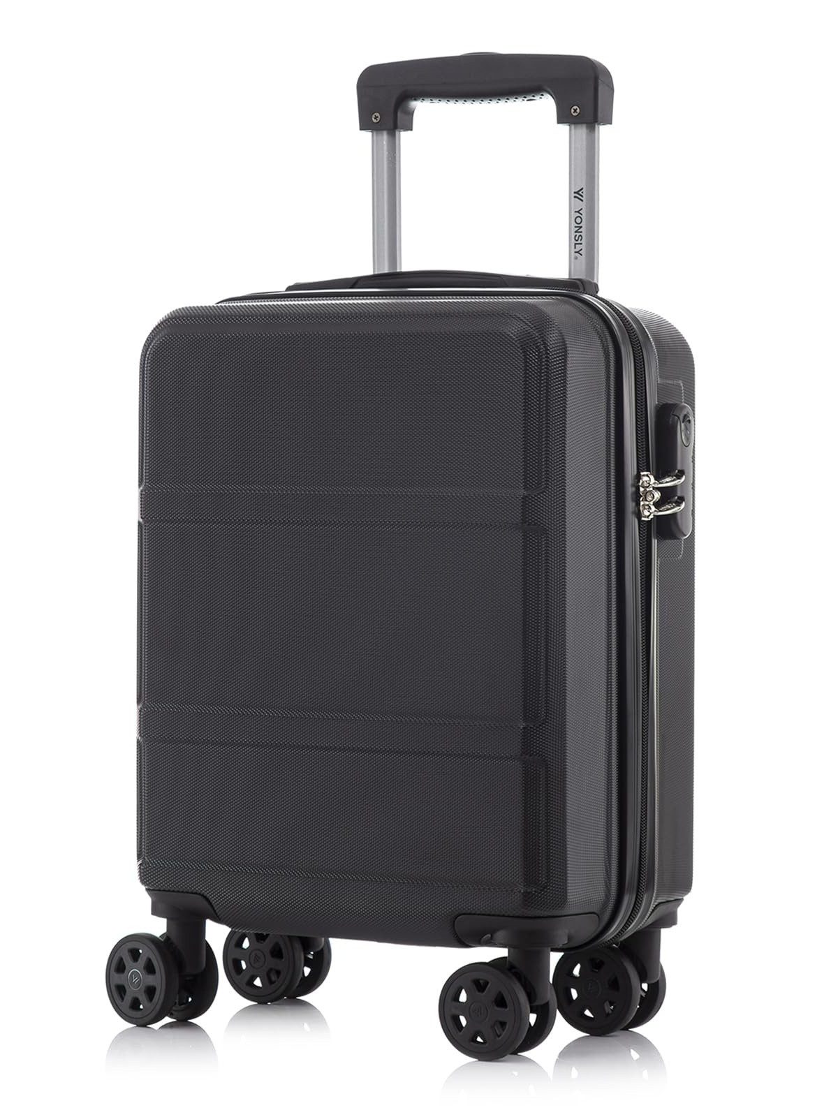 YONSLY Handgepäckkoffer Hartschalen-Reisekoffer Trolley Rollkoffer für Reisen von S bis XL, 4 Rollen, aus ABS und Aluminium, mit Zahlenschloss und weichem Gummigriff