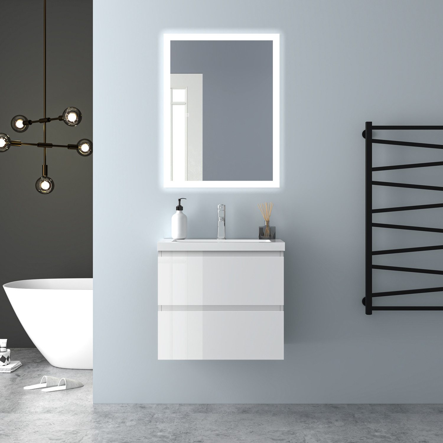 Aica Sanitär Waschtisch Badezimmerschrank Unterschrank mit Waschbecken Badm günstig online kaufen