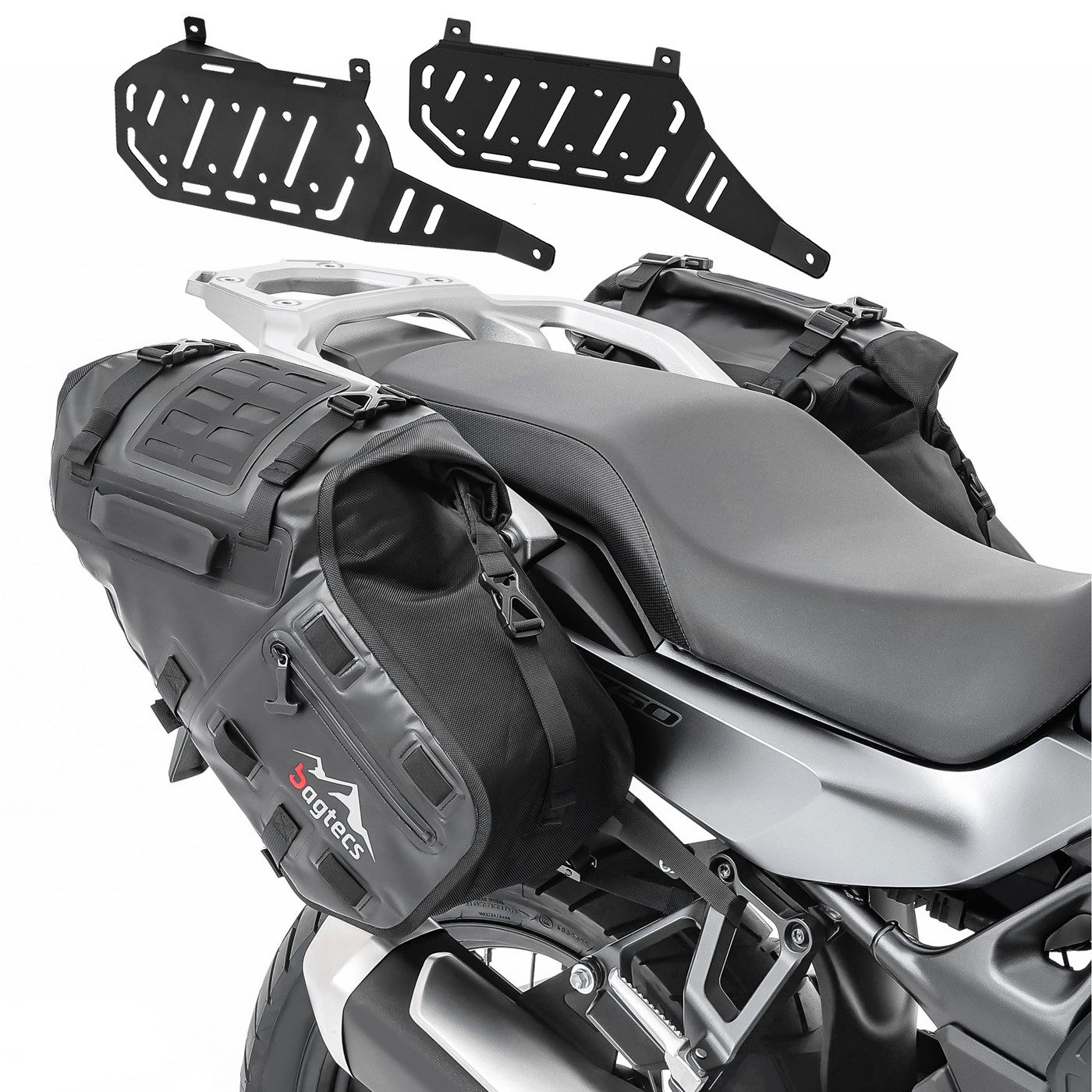 Bagtecs Reisetasche Set Satteltaschen MT142 + Seitenträger für Honda Transalp XL 750 23-26