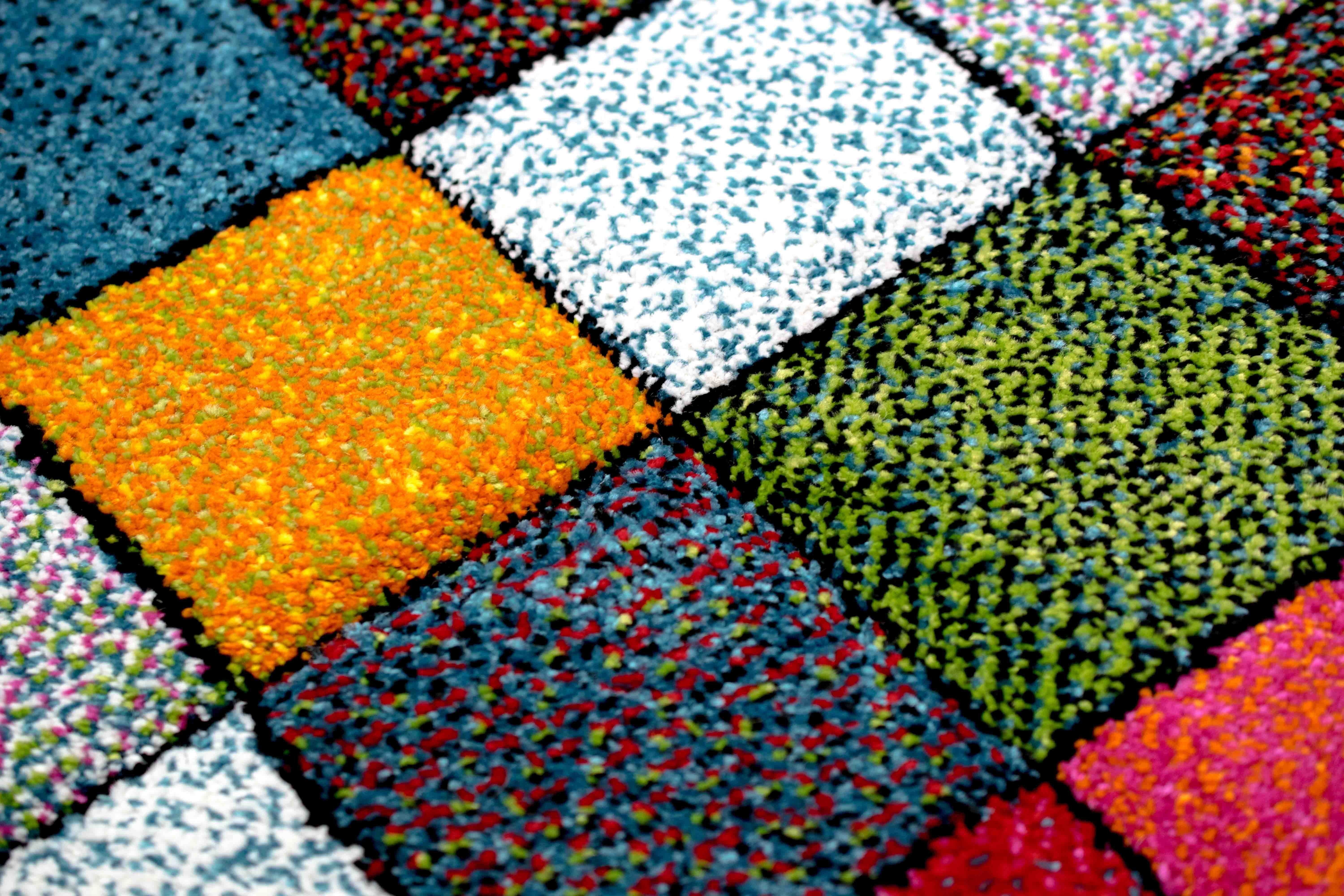 Carpetia Teppich Wohnzimmerteppich modern orange gelb grün - pflegeleicht, rechteckig, Höhe: 13 mm – Bild 4 von 5