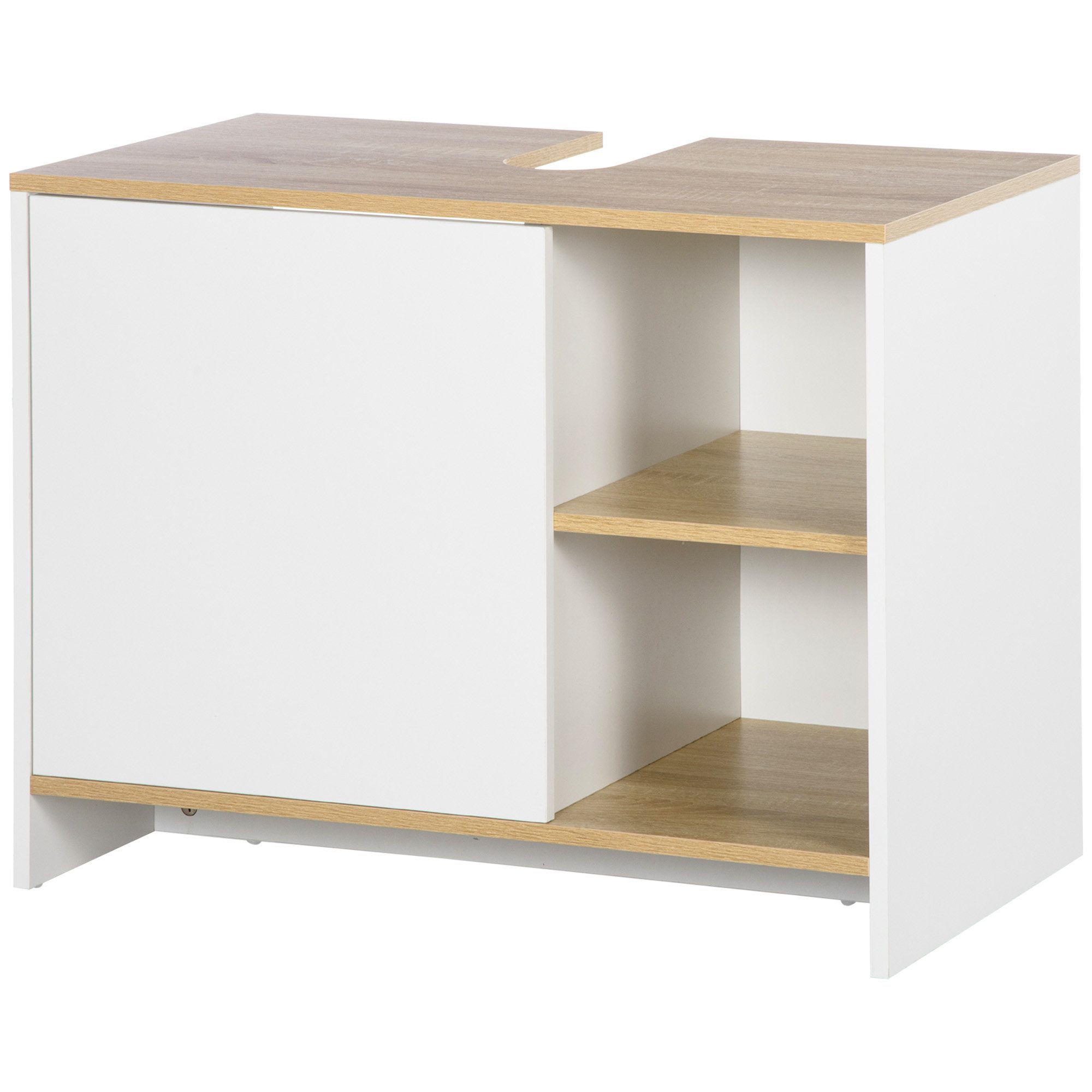 MC Star Waschbeckenunterschrank Waschbeckenunterschrank Bad 2 Regale Holz Weiß 77x45x60 cm