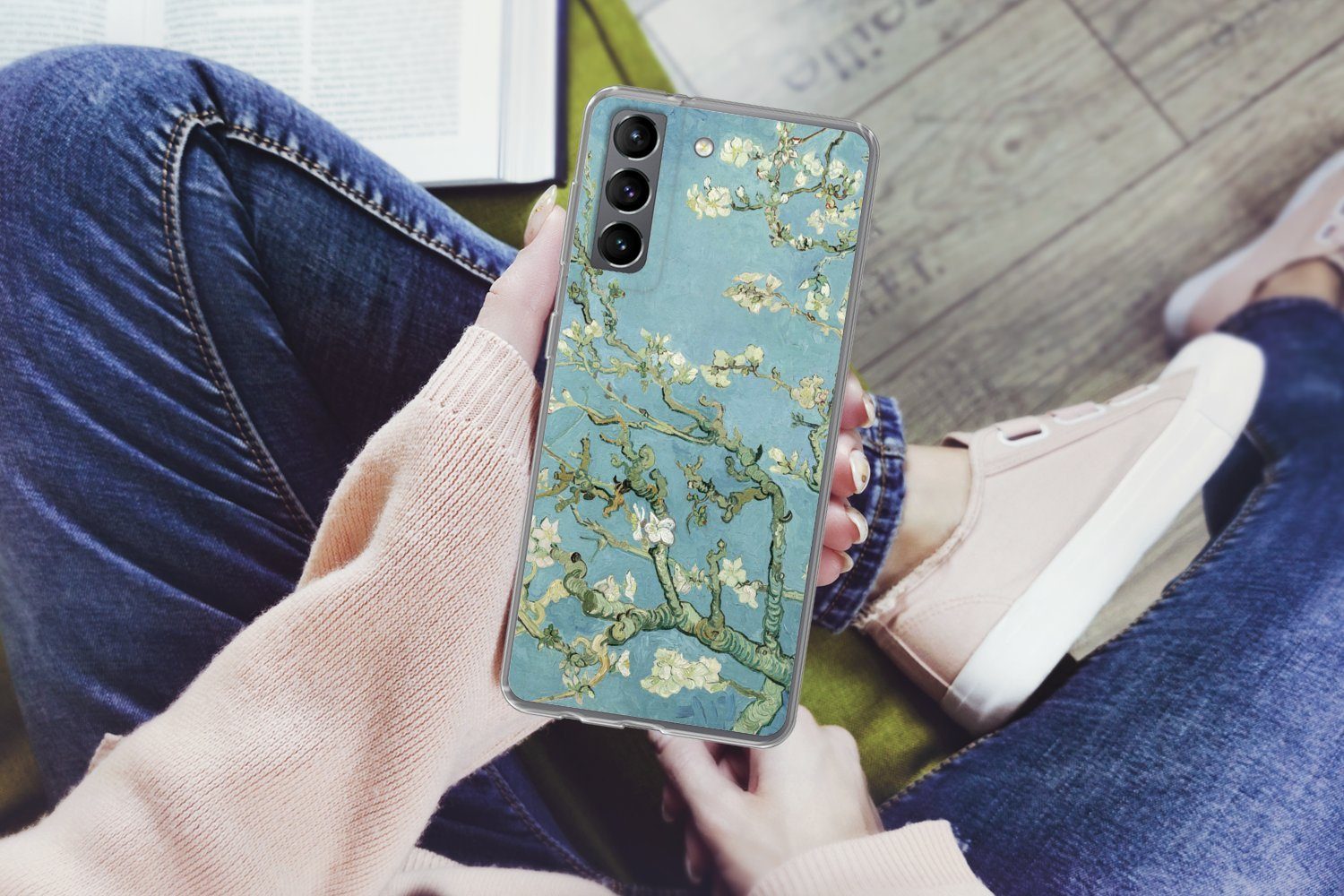 MuchoWow Handyhülle für Samsung Galaxy S21 Mandelblüte - Van Gogh - Kunst, Phone Case, Silikon, Schutzhülle Dünn