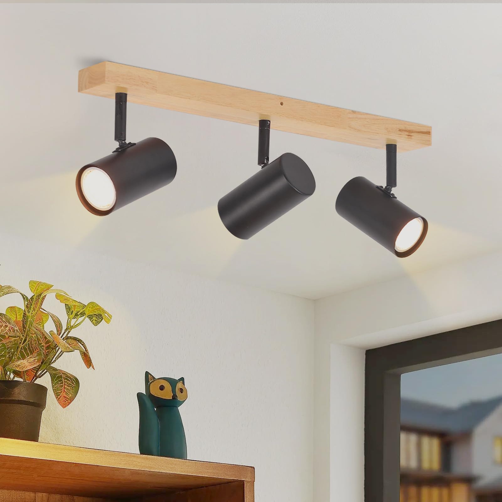 Nettlife Deckenstrahler 1/2/3 Flammig Landhaus Holz Deckenspots GU10, Schwe günstig online kaufen