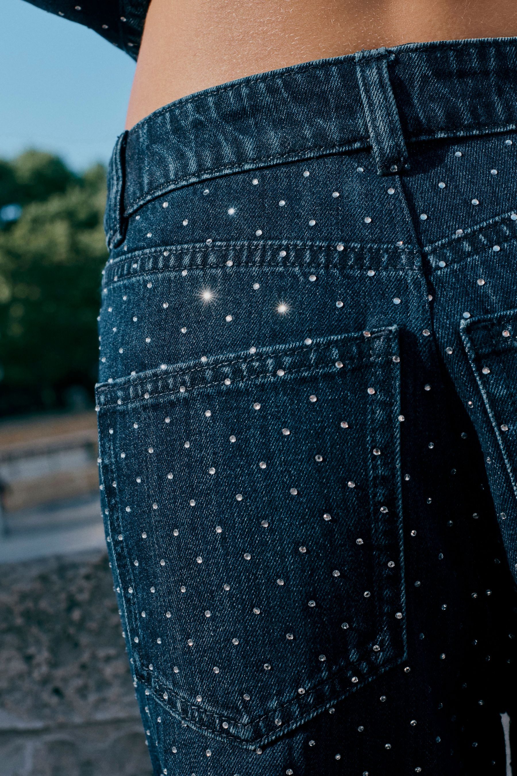 Next Weite Jeans Verzierte Jeans mit weitem Hosenbein (1-tlg)