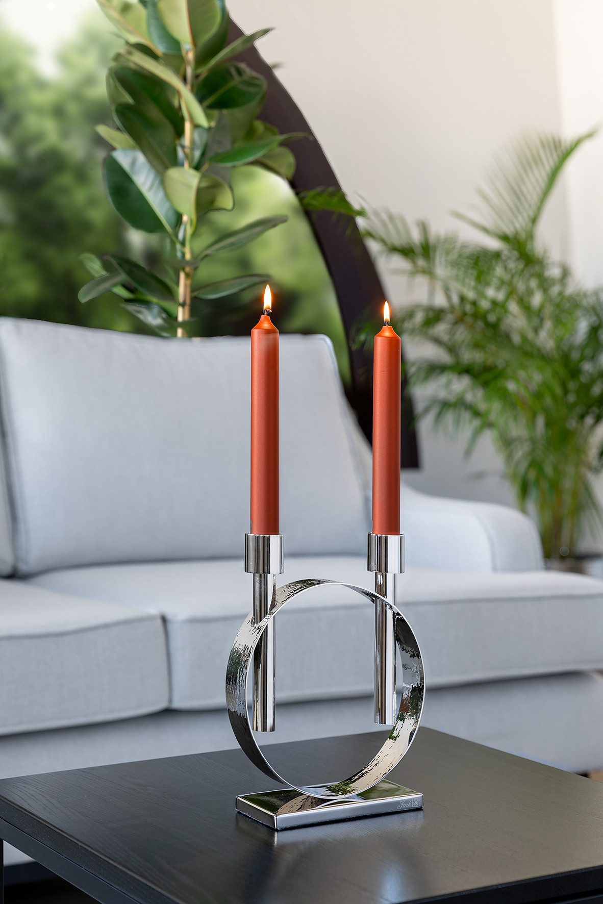 Fink Kerzenleuchter CARPIO (1 St), Stabkerzenleuchter, 2-flammig, vernickelt
