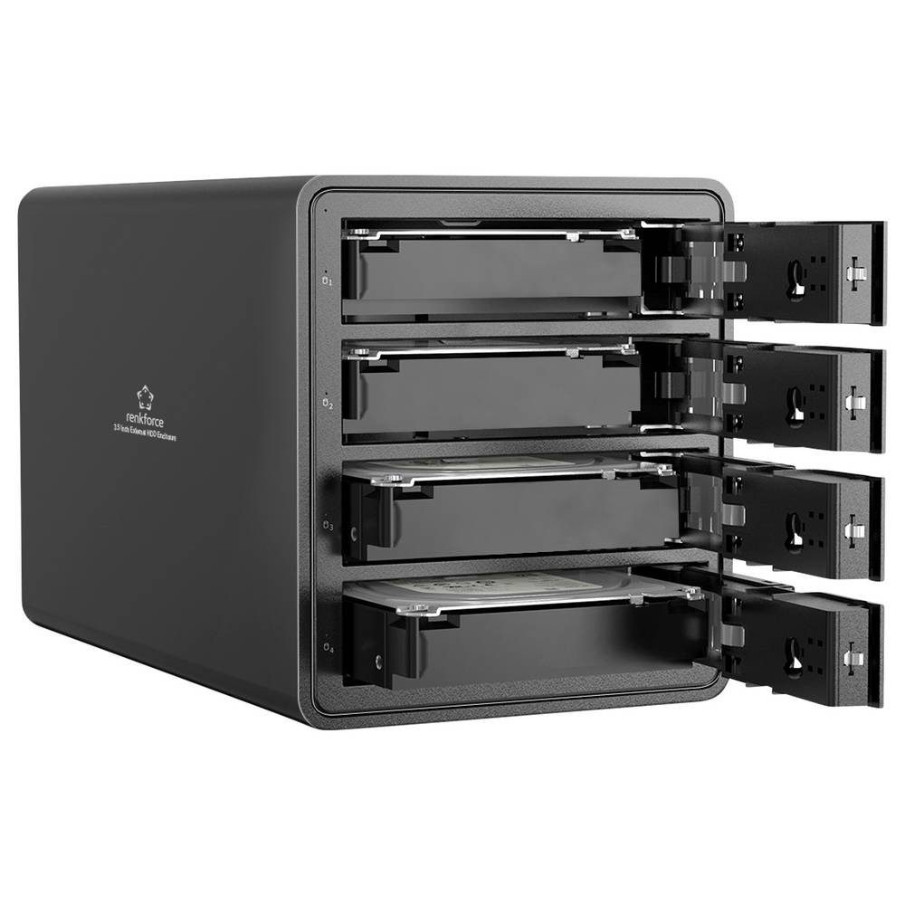 Renkforce Festplatten-Gehäuse 8.9 cm (3.5 Zoll) Festplattengehäuse 4 Bay 3.5 Zoll USB-A (USB 3.0), Metall-Gehäuse, UASP Unterstützung – Bild 5 von 5