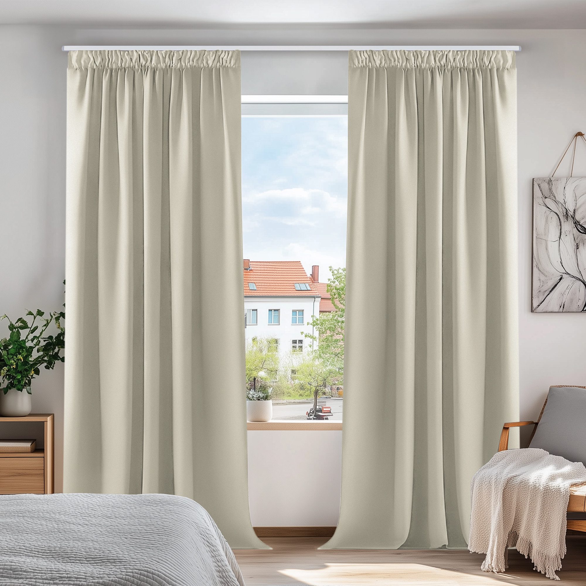 Deconovo Verdunkelungsvorhang Gardinen mit Kräuselband Blickdicht günstig online kaufen