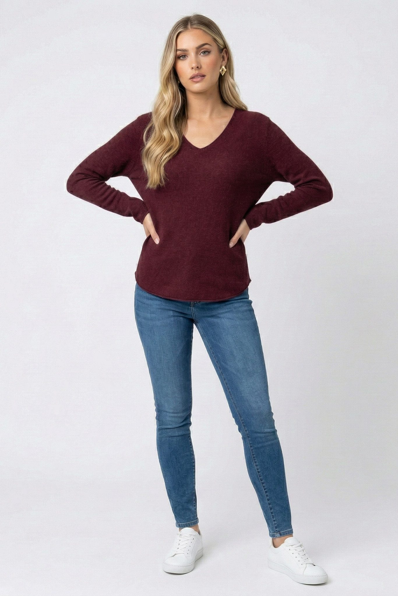 Kendindza Collection V-Ausschnitt-Pullover Damen Strickpullover V-Ausschnit günstig online kaufen
