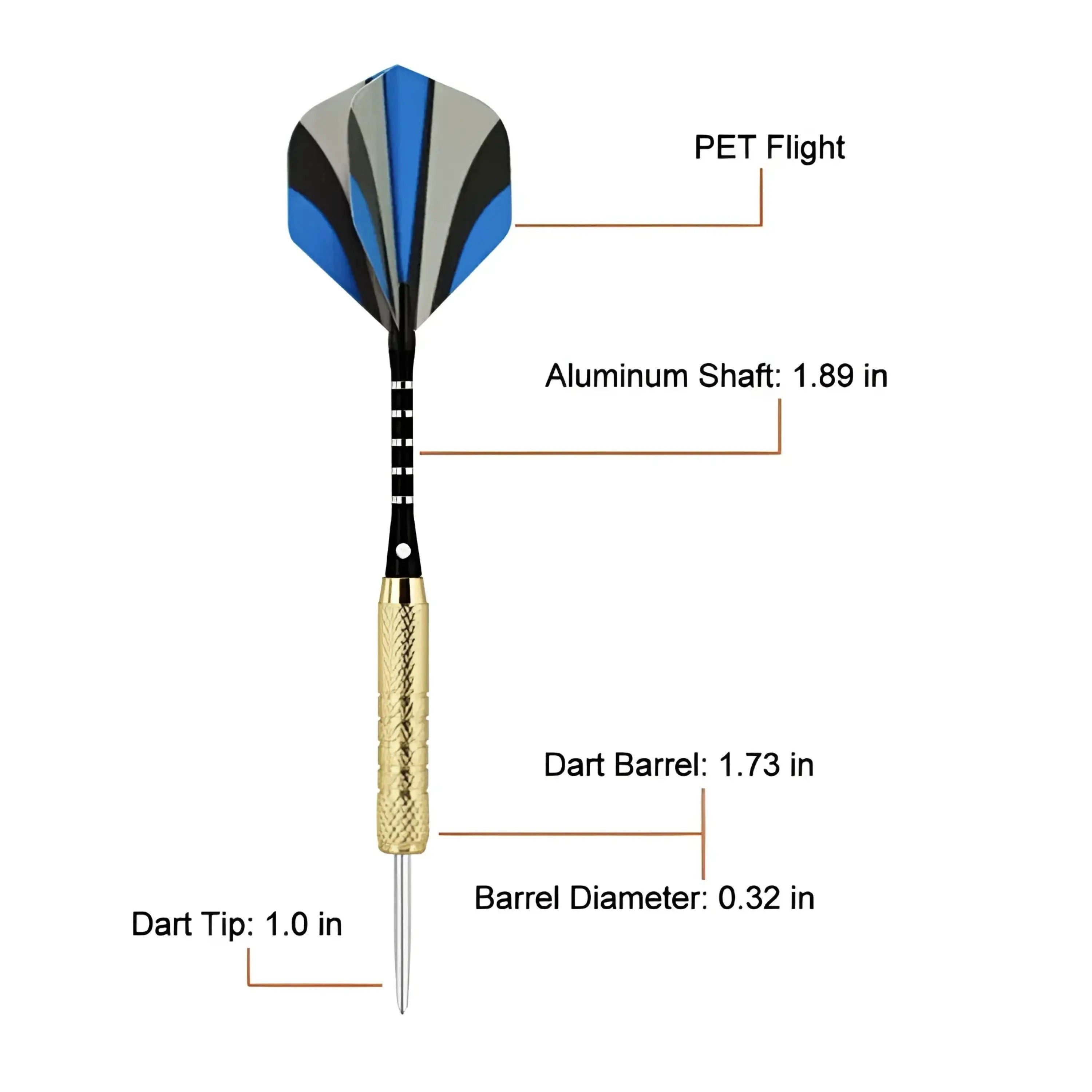 Sport-Knight® Dartpfeil Profi Steel-Darts 15 Stk., 18 g, rutschfest, optimaler Schwerpunkt