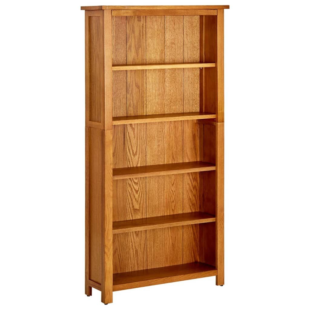 furnicato Bücherregal Massivholz mit Eichenfurnier 70x22x140 cm in Naturholz, 1-tlg.