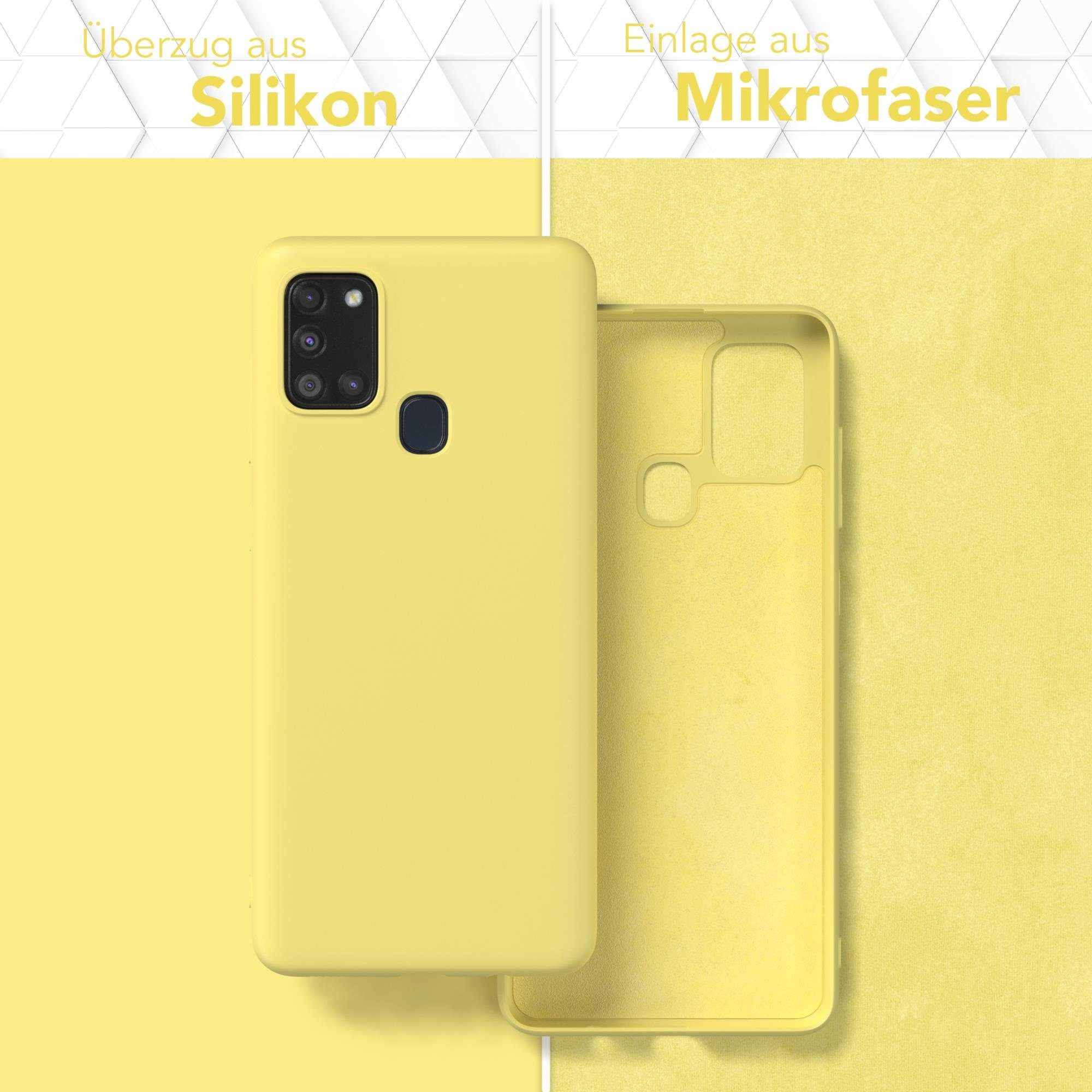 EAZY CASE Handyhülle für Samsung Galaxy A21s Hülle Silikon 6,5 Zoll, Handy Softcase stoßfest Hülle mit Kameraschutz bumper tpuhülle Gelb