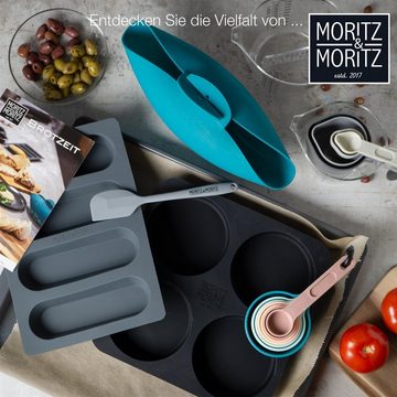 Moritz & Moritz Silikonform Moritz & Moritz Backform Brot Burger inklusieve Beckheft und Teigschab, (Set 3-tlg), Für Brot, Burger Buns und XXL Muffins