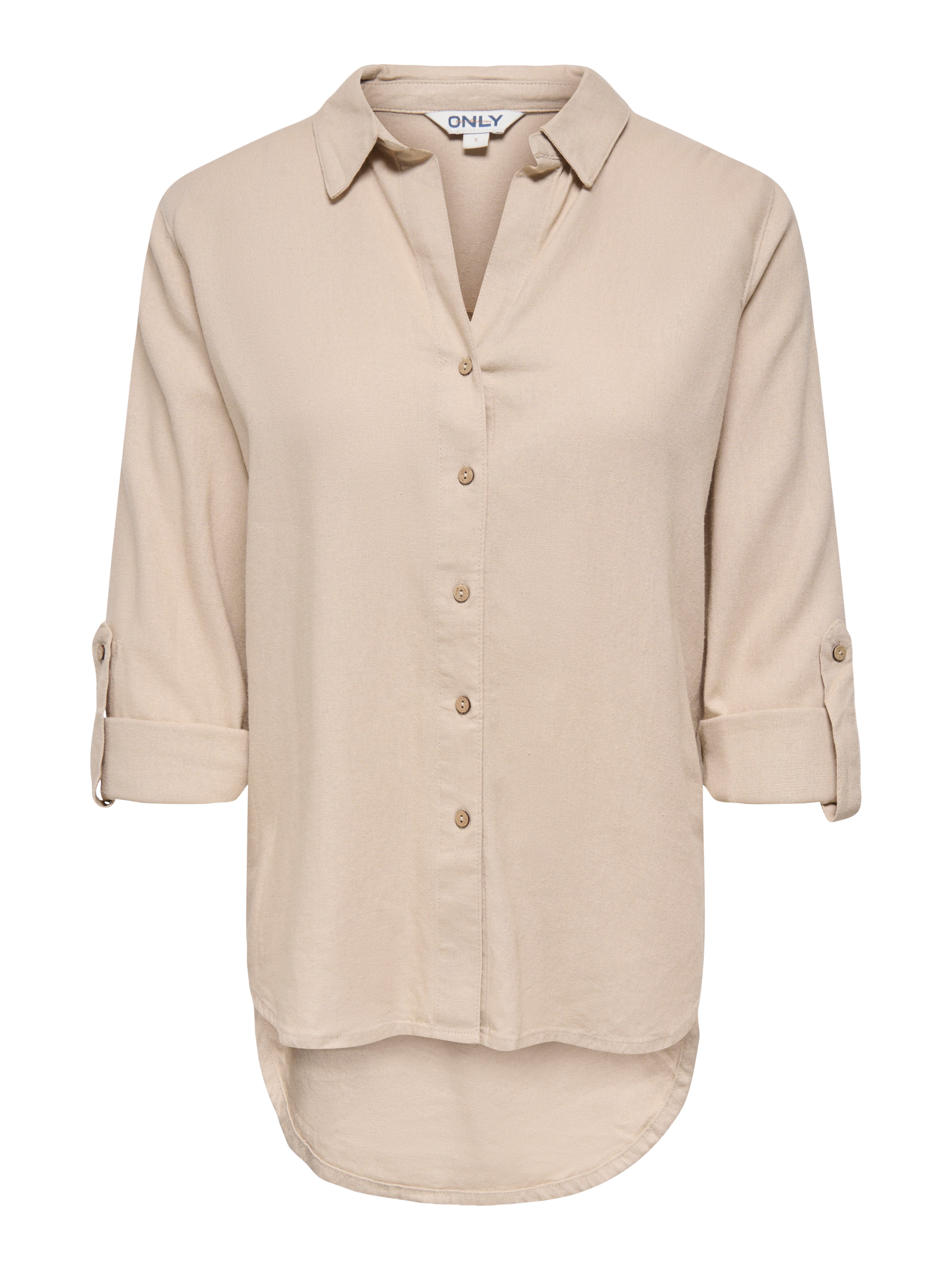 ONLY Hemdbluse ONLGOA 3/4 STRAP LINEN BL SHIRT CC PNT mit Leinen, umschlagbare Manschetten