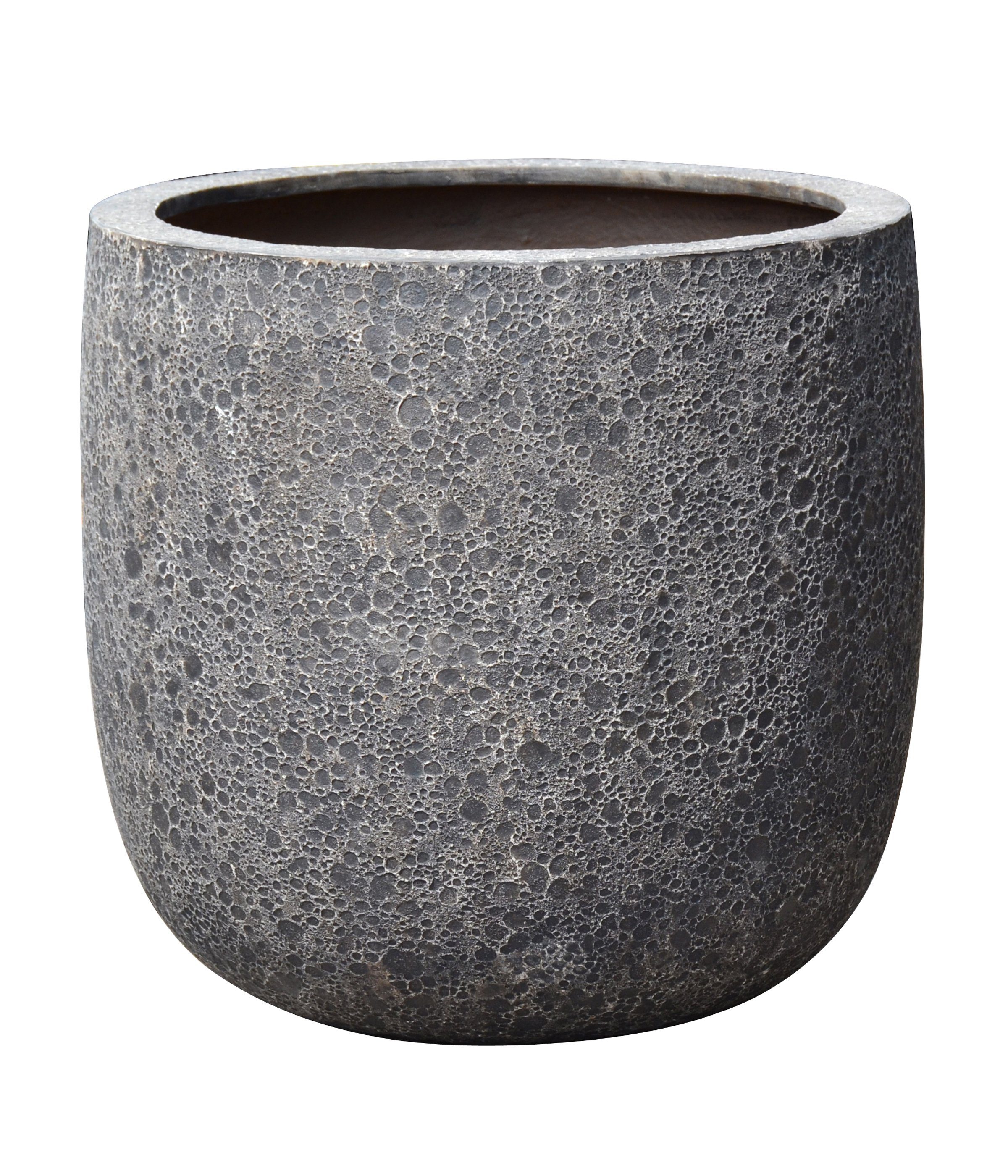 Übertopf Lava, rund, Polystone, schwarz