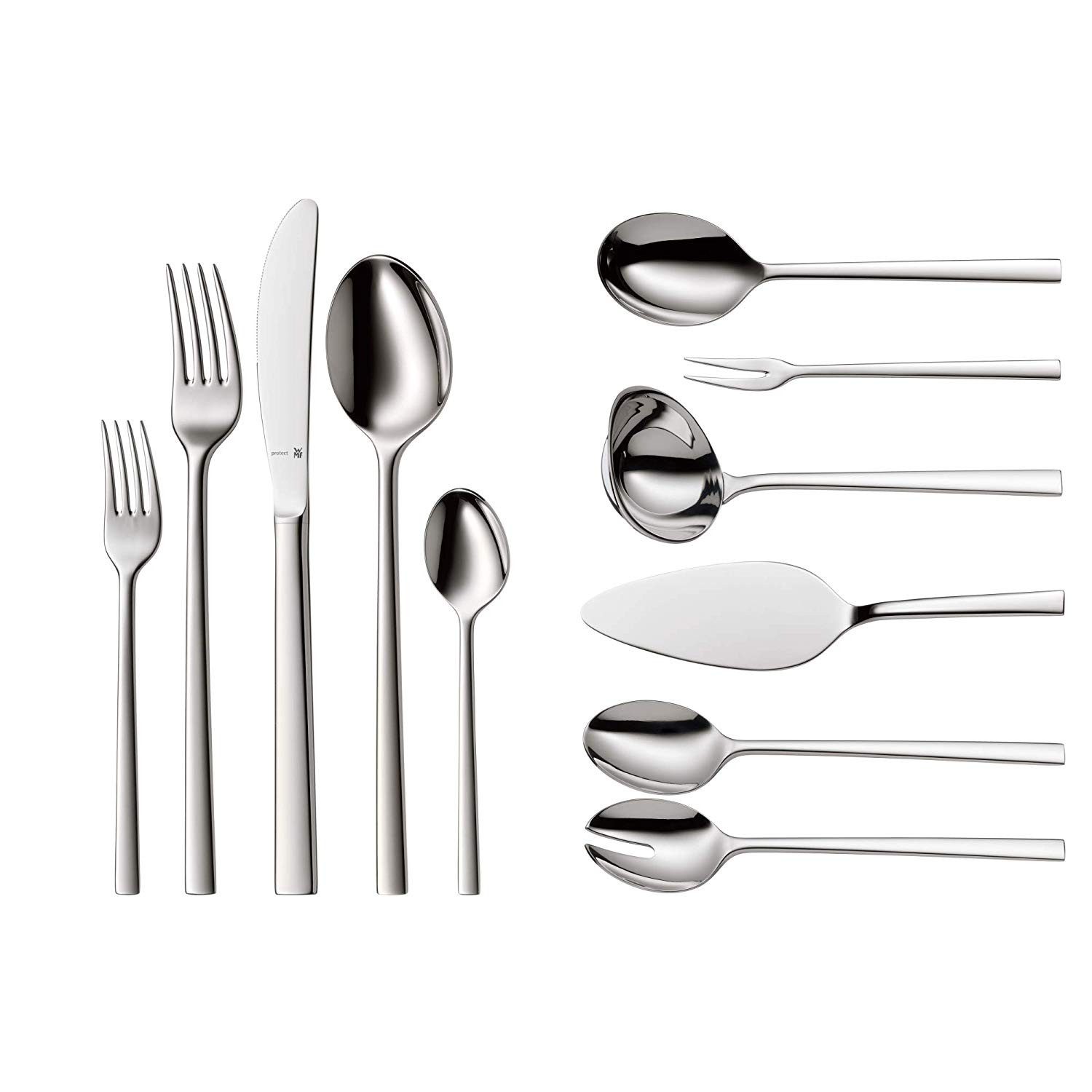 WMF Besteck-Set Sonic Besteck-Set, 66-teilig, Cromargan protect® (66-tlg), 12 Personen, Cromargan protect