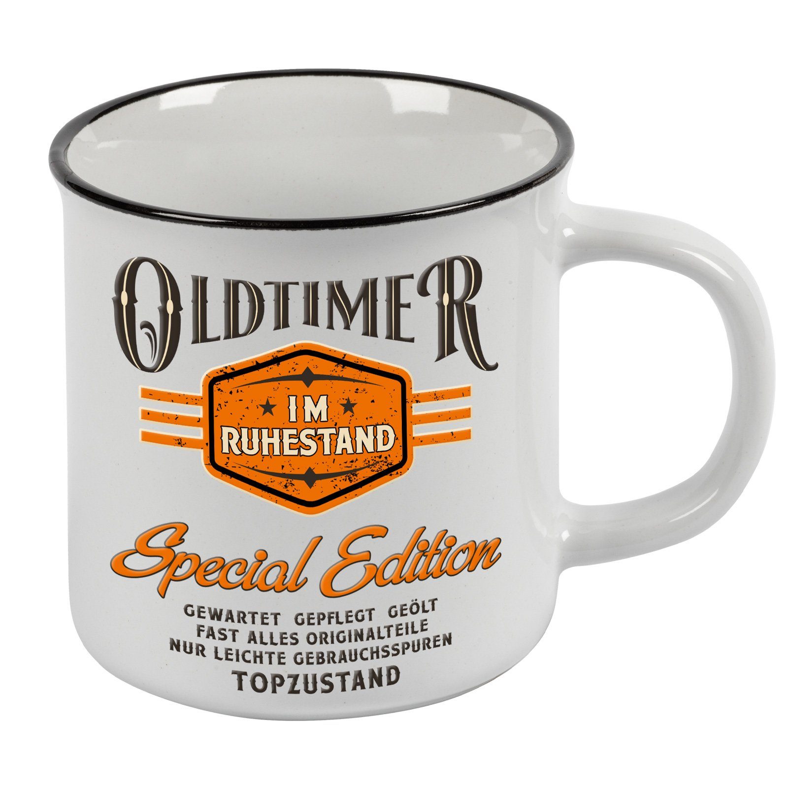 LOBO NEGRO® Tasse Kaffeebecher als Geschenk für Rentner - Oldtimer im Ruhestand, Keramik