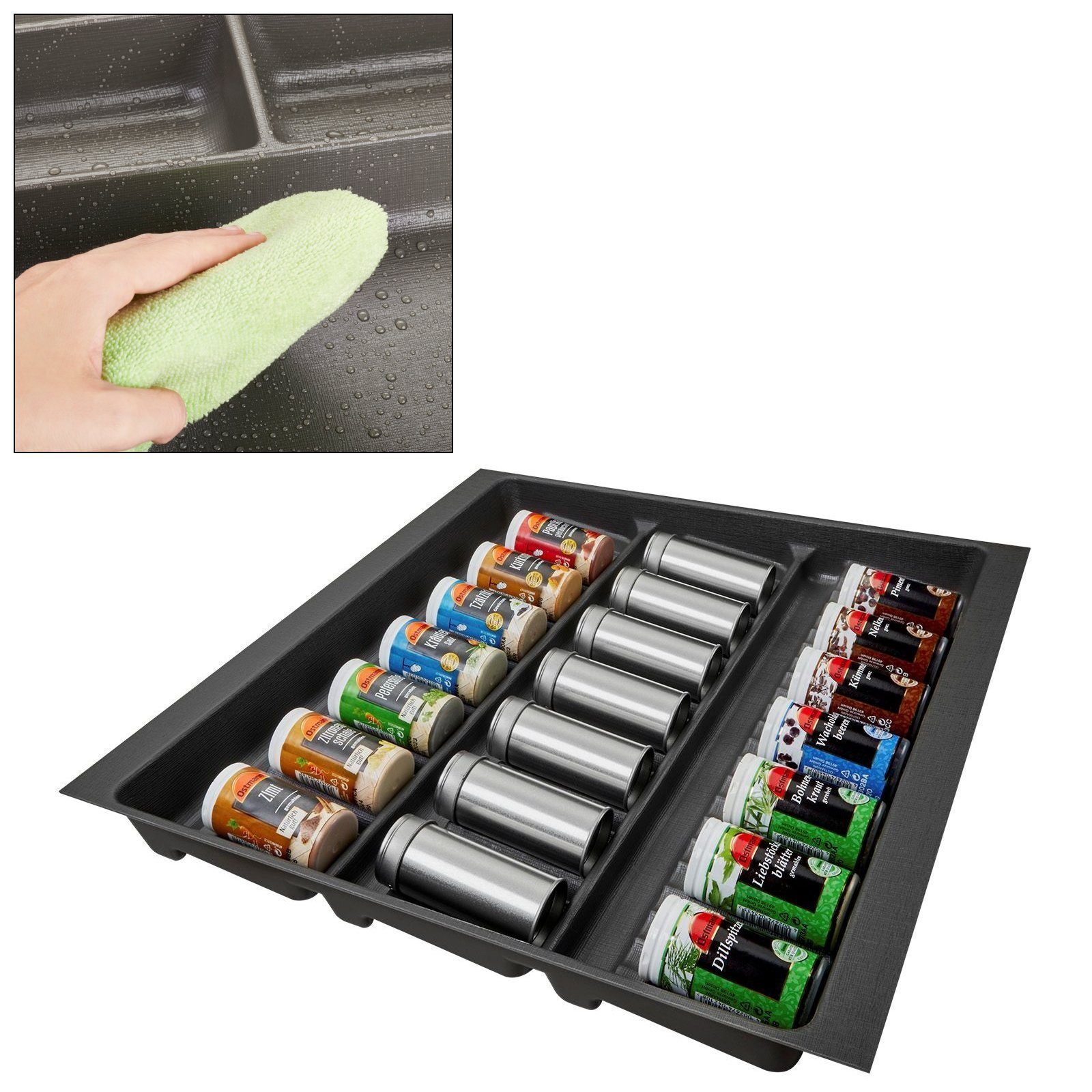 SO-TECH® Besteckeinsatz Orga-Box 2 silbergrau Canvas günstig online kaufen