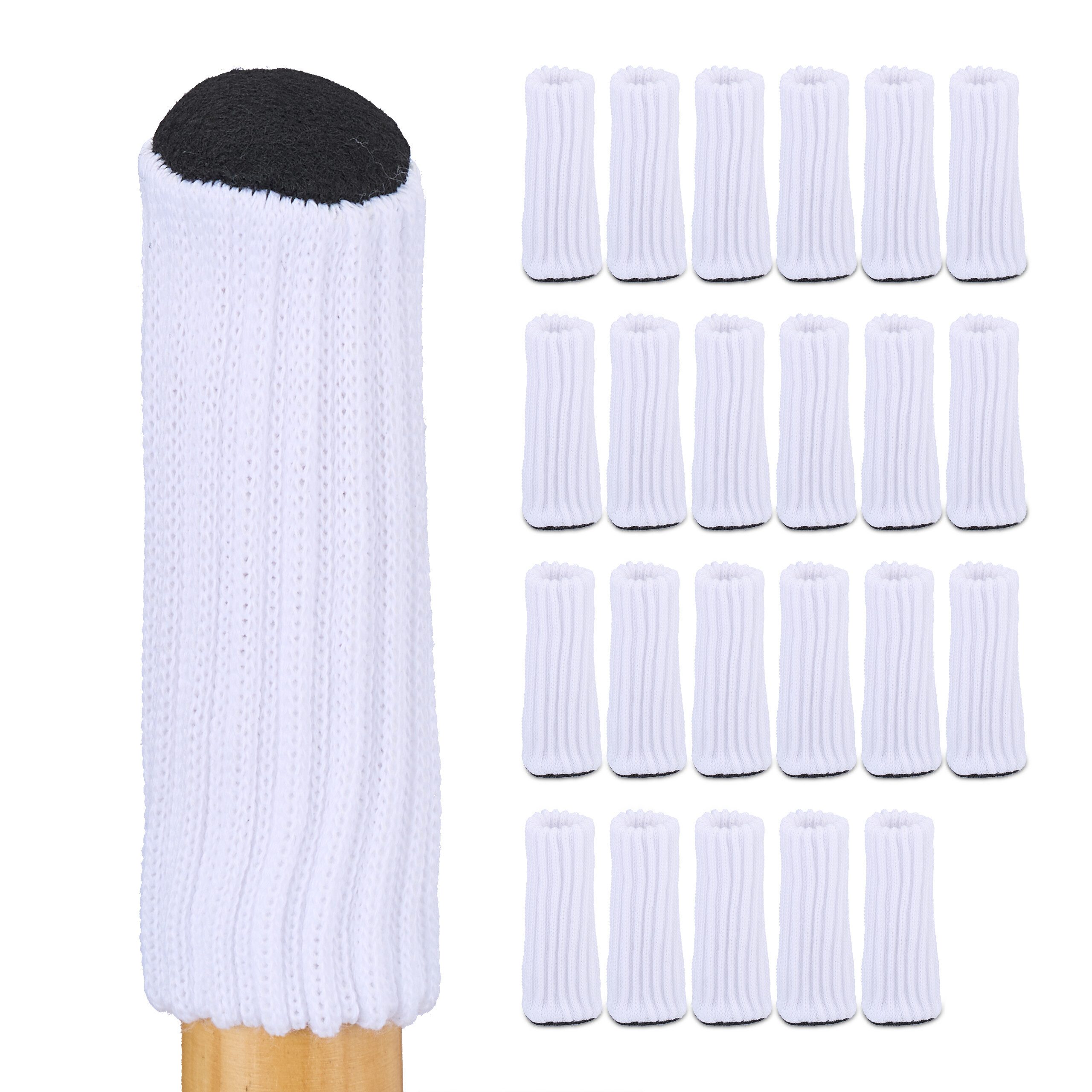 relaxdays Möbelfuß Stuhlbeinsocken im 24er Set, (24-St), weiß