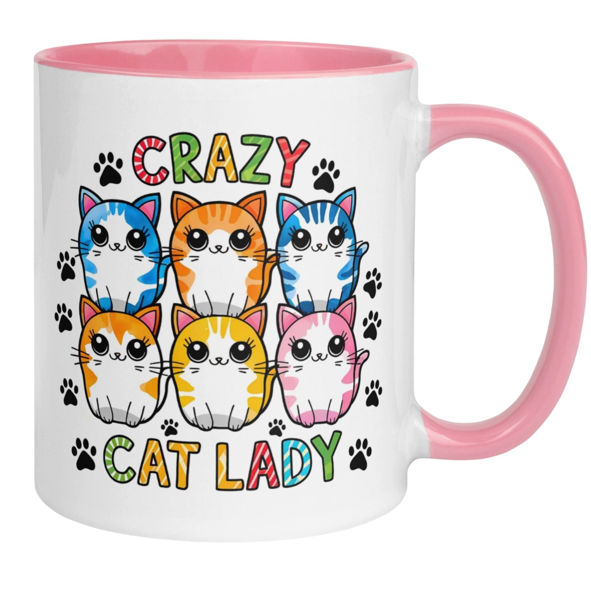 Momentals Tasse Katze – „Crazy Cat Lady“ – lustiger Katzen Geschenk Becher Katzenmama, Gratis Versand · Links-&Rechtshänder · Spülmaschinenfest
