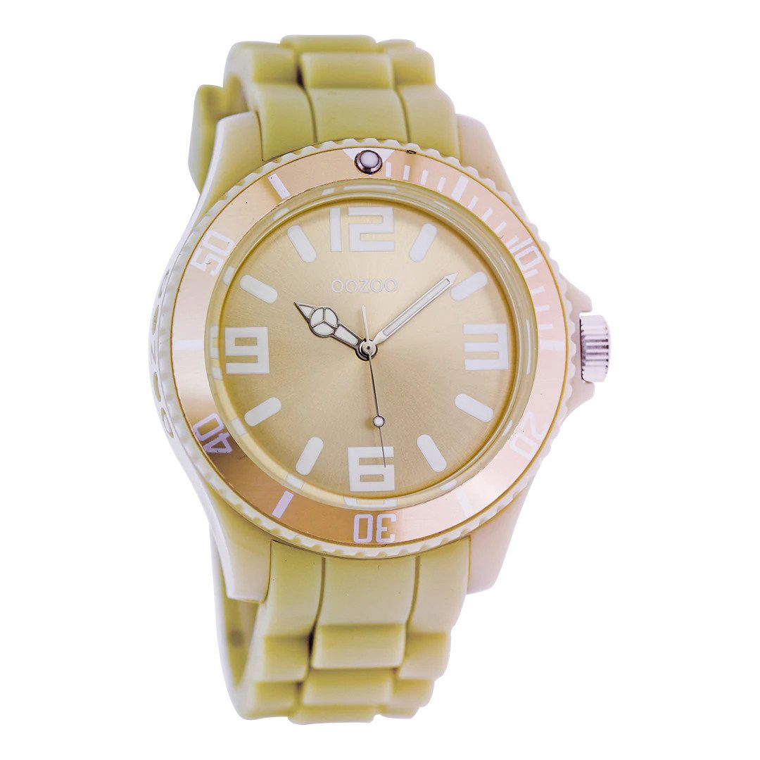 OOZOO Quarzuhr Armbanduhr – Beige Uhr mit Silikonband, 43 mm, trendiges Design C4662, für Damen und Herren, modische Quarzuhr