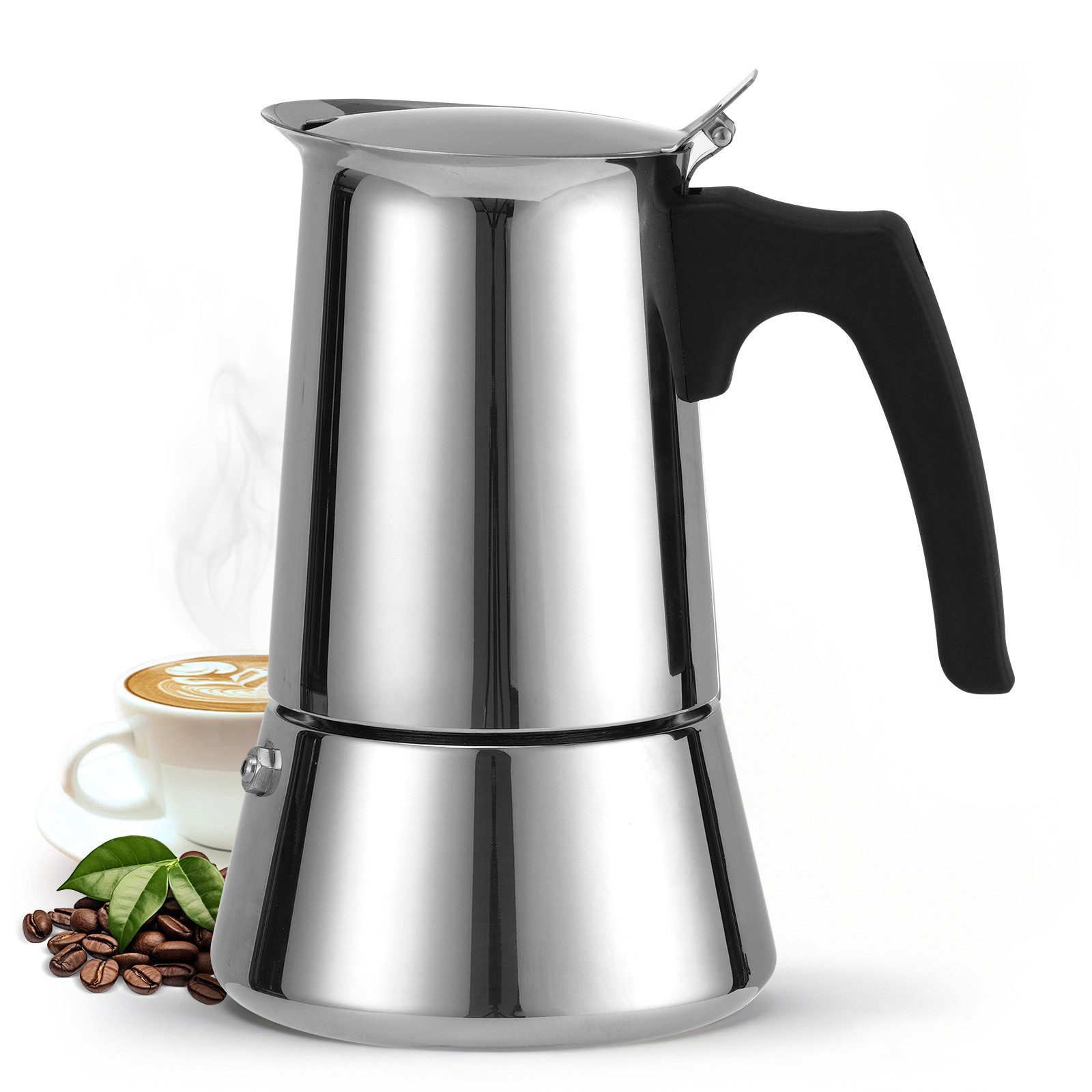 Insma Espressokocher 6 Tassen (300ml) Mokka Kaffeekanne Espressokanne, für Herd&Induktion, mit Sicherheitsventil, Spülmaschinengeeignet