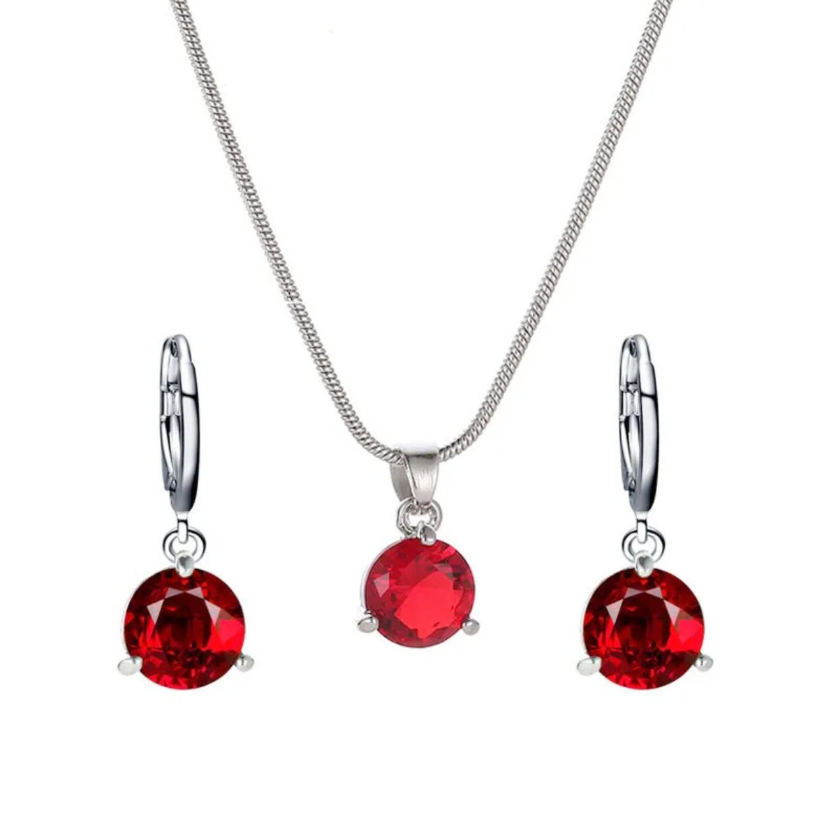 KARMA Schmuckset Damen Schmuckset mit funkelnden Kristallen Silber Rosa Rot günstig online kaufen