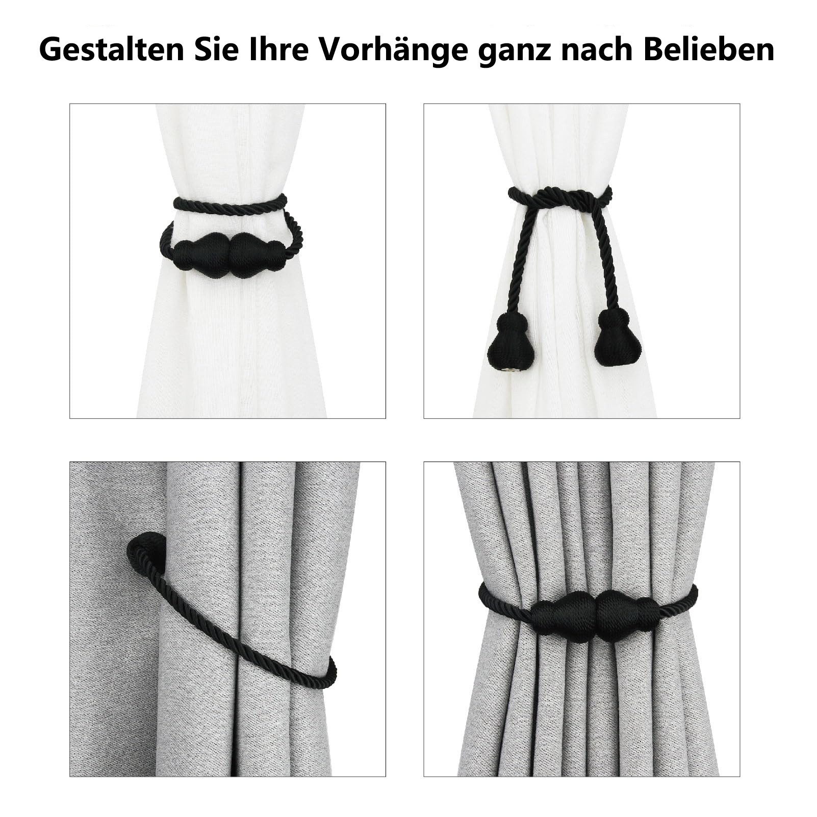 Agger Raffhalter Magnetische Raffhalter 2 Stück für Vorhänge – Dekorative Seil, (2-tlg), Raffhalter mit Magnetverschluss für Innen- und Außenbereich – Bild 4 von 5