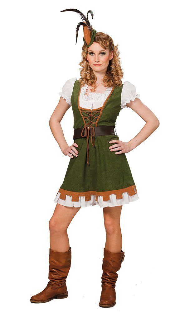 Karneval-Klamotten Kostüm Robin Hood Damen Bogenschütze Mittelalter, Damenkostum Lady Marian Kleid Räuberin Karneval Fasching