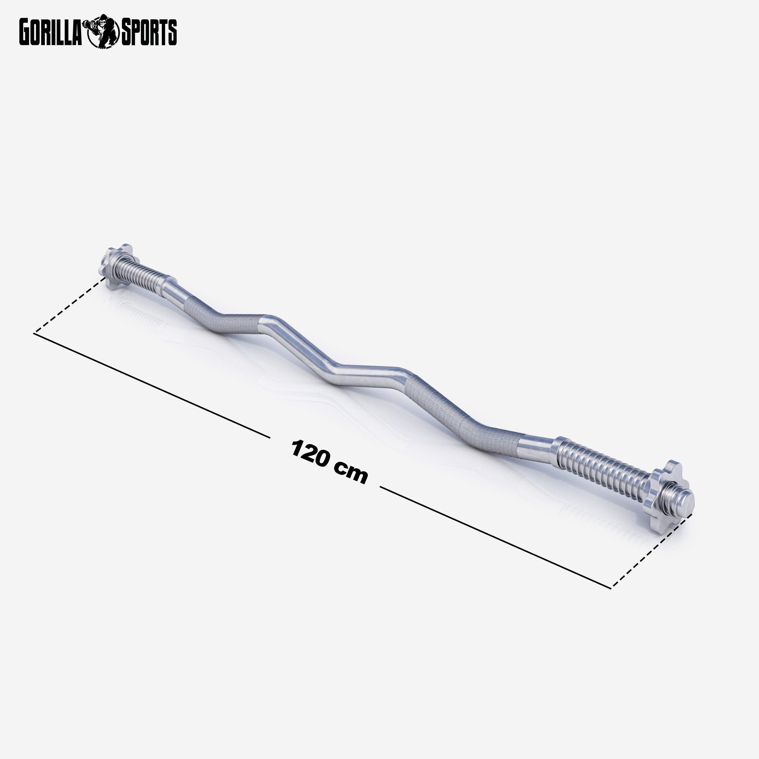 GORILLA SPORTS Kurzhantelstange SZ-Curlstange 120 cm mit Sternverschluss, 120 cm (3-tlg)