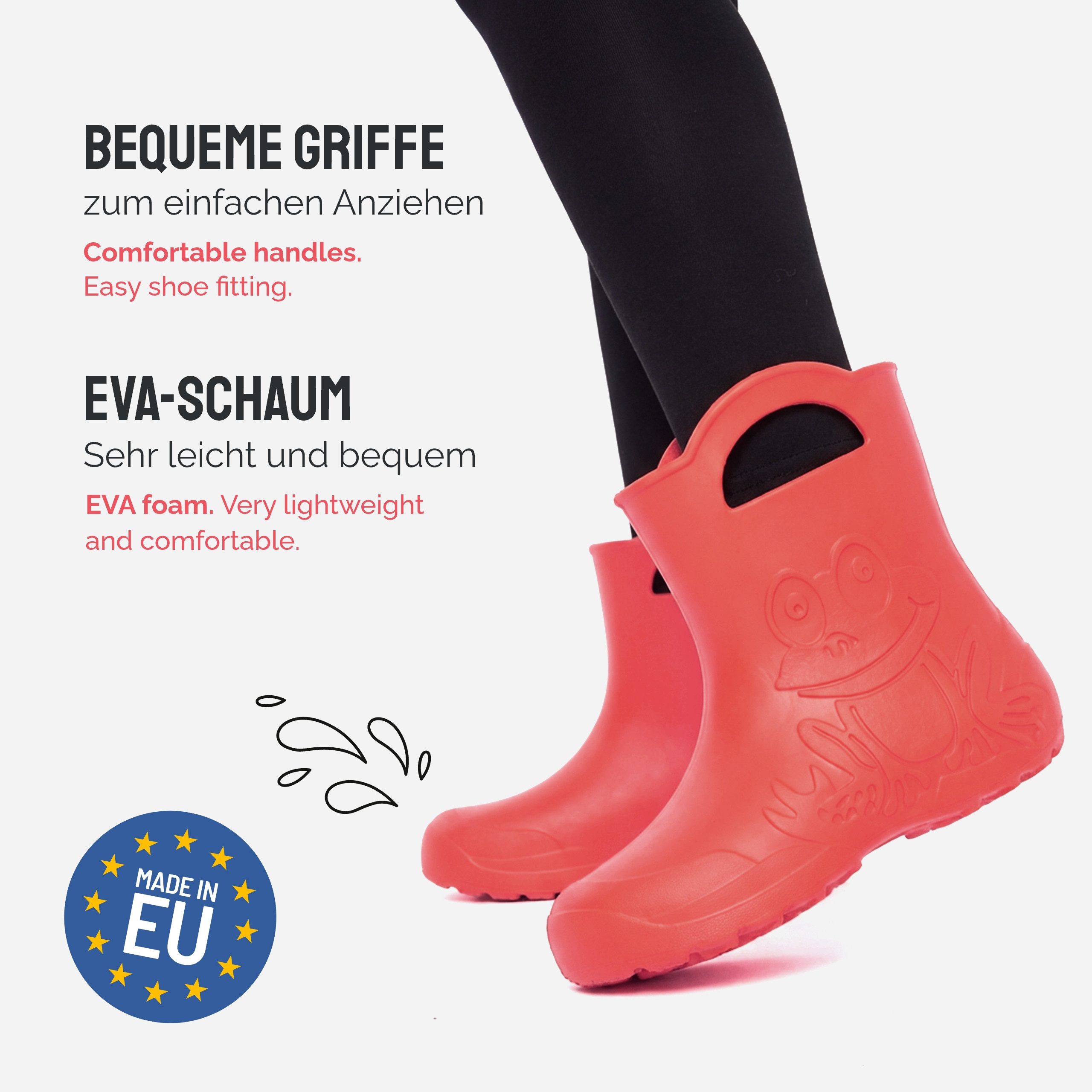 Ladeheid EVA Regenschuhe für Frauen LA-CA-09 Gummistiefel Damen federleichte Gartenschuhe mit Griffen