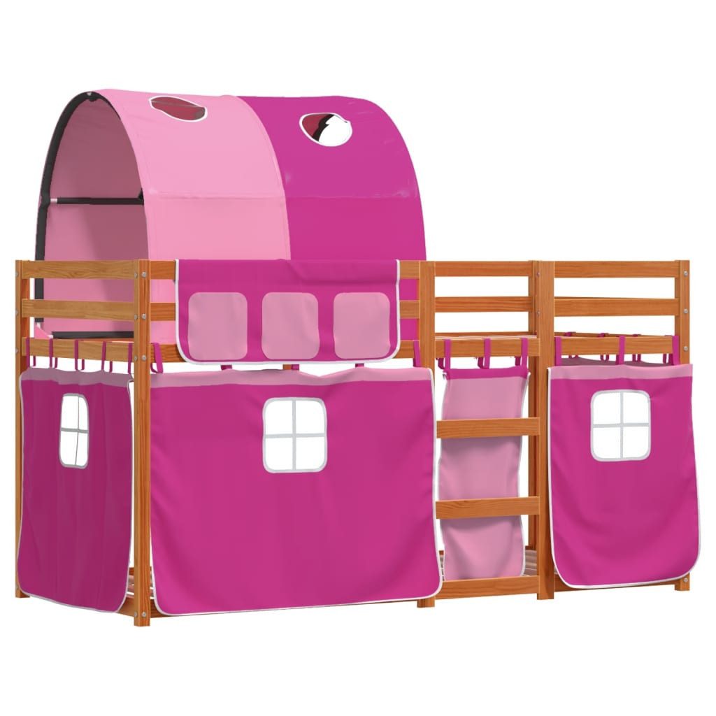 vidaXL Bett Etagenbett mit Vorhängen Rosa günstig online kaufen