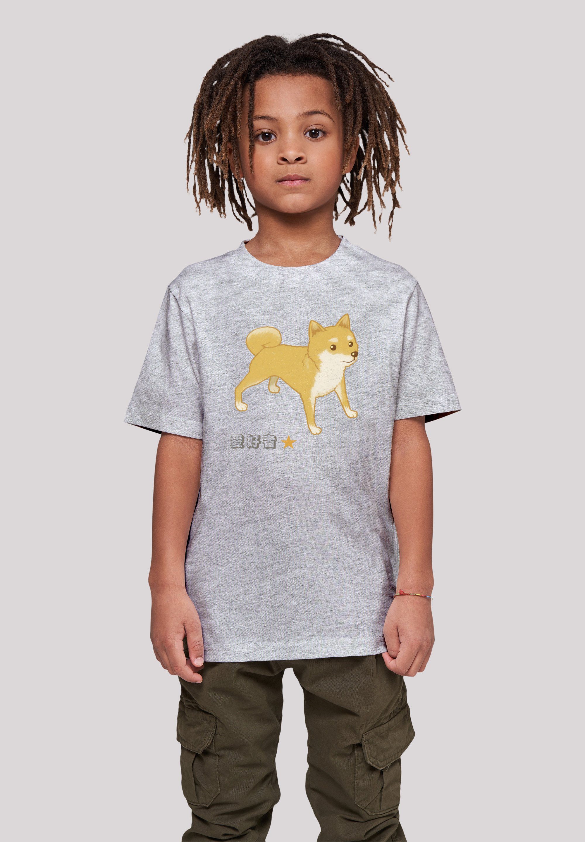 F4NT4STIC T-Shirt Shiba Inu Hund Print heather grey | T-Shirts