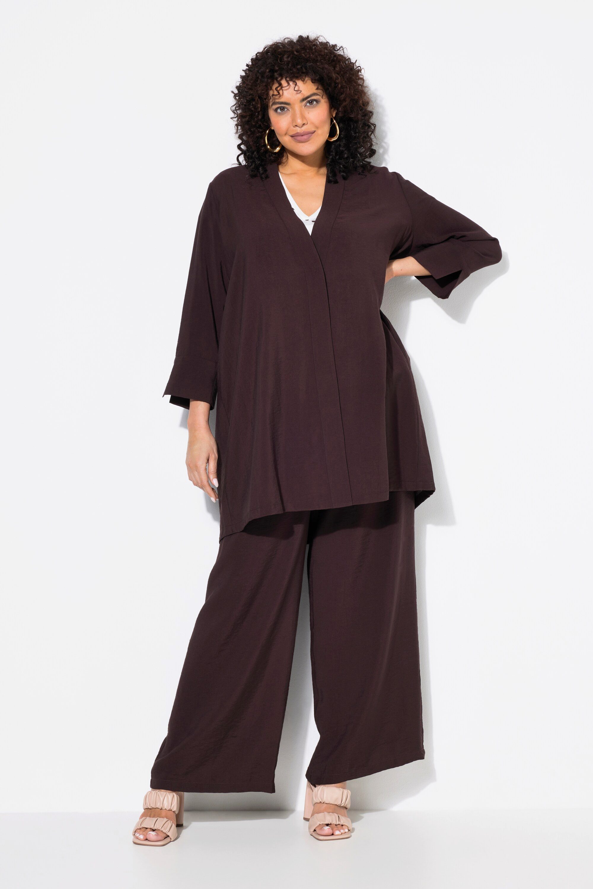 Ulla Popken Sommerjacke Jacke V-Ausschnitt Druckknopf günstig online kaufen