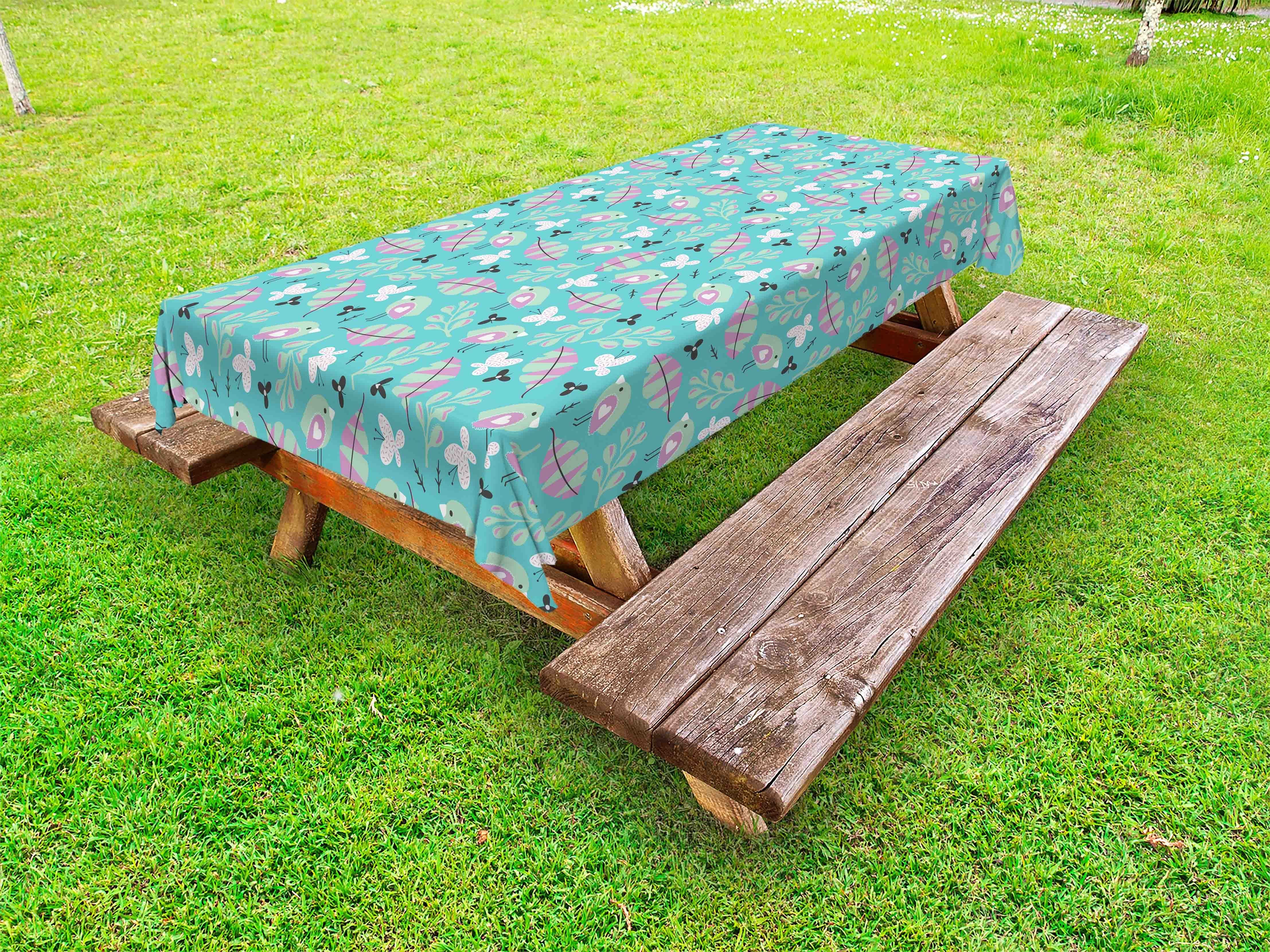 Abakuhaus Tischdecke dekorative waschbare Picknick-Tischdecke, Grün und Lila Childish Frühling