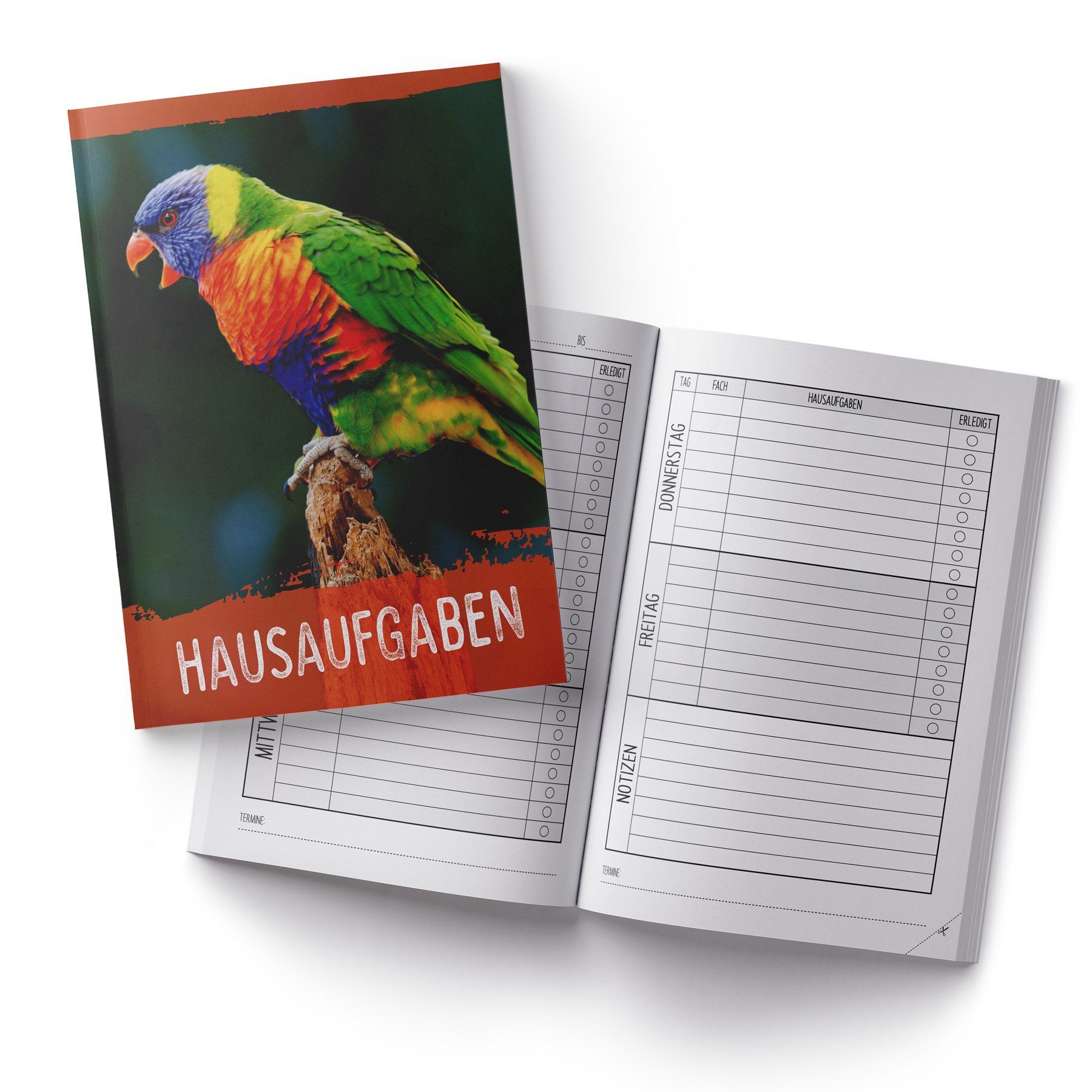 itenga Notizheft itenga Hausaufgabenheft Papagei (Motiv 31) DIN A5, 96 Seiten