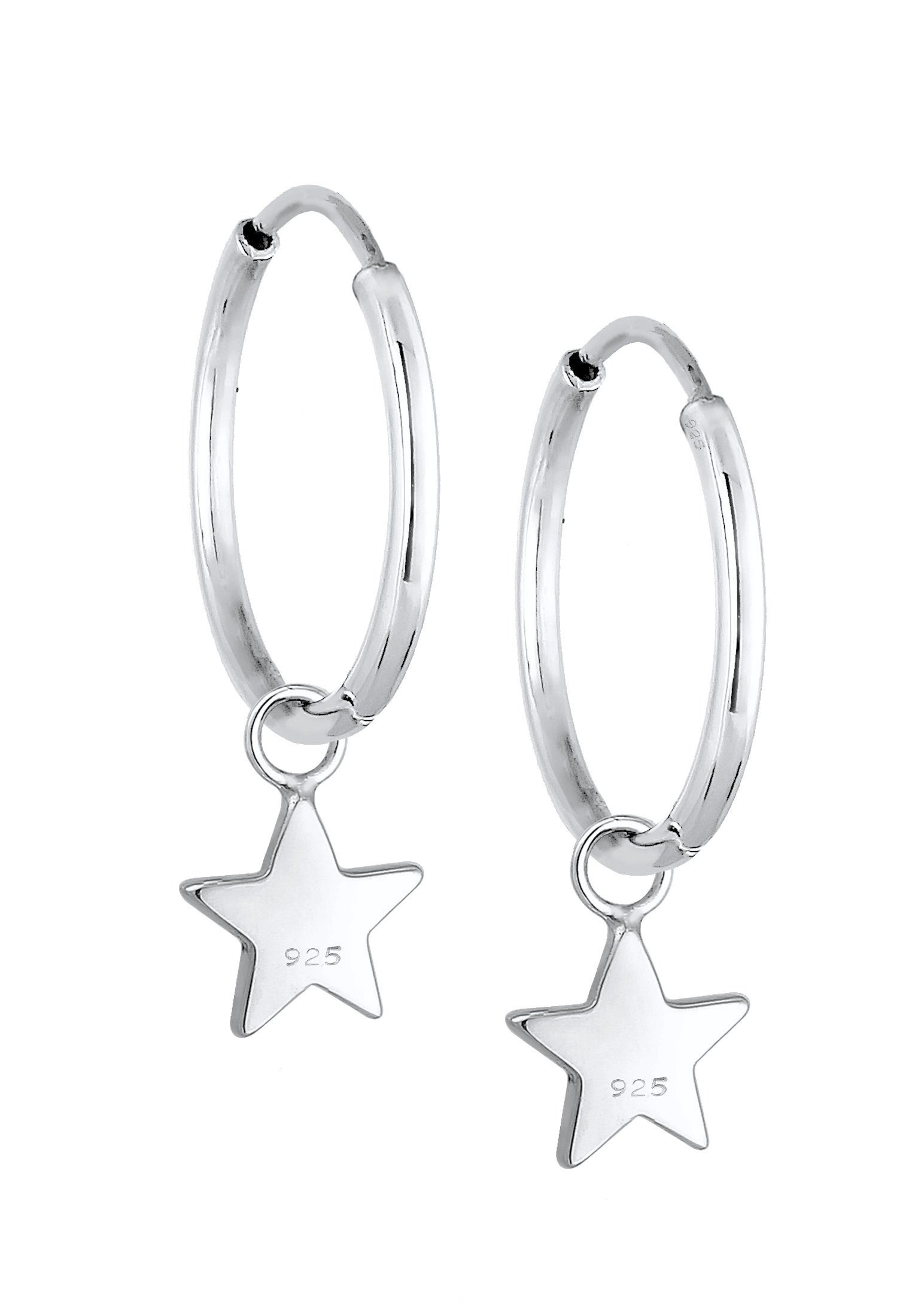 Elli Paar Creolen Creolen mit vergoldet Stern Astro Einhänger Silber