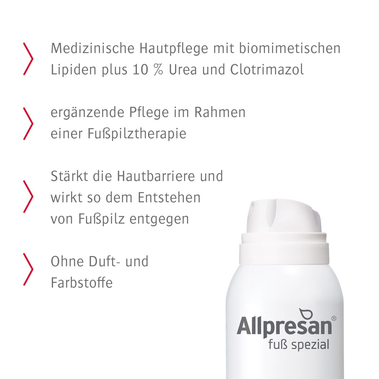 Allpresan Fußschaum Allpresan Fuß spezial Nr. 7 Schaum-Creme Pilzempfindliche Haut 125ml Mit 10% Urea, Glycerin und biomimetischen Lipiden, 1-tlg., Mit Clotrimazol zur therapiebegleitenden Pflege bei Fußpilz