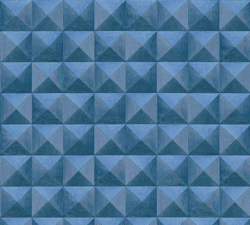 living walls Vliestapete Authentic Walls 3D Optik, glatt, Ton-in-Ton, geometrisch, gestreift, matt, (1 St), GrafikTapete Geometrisch