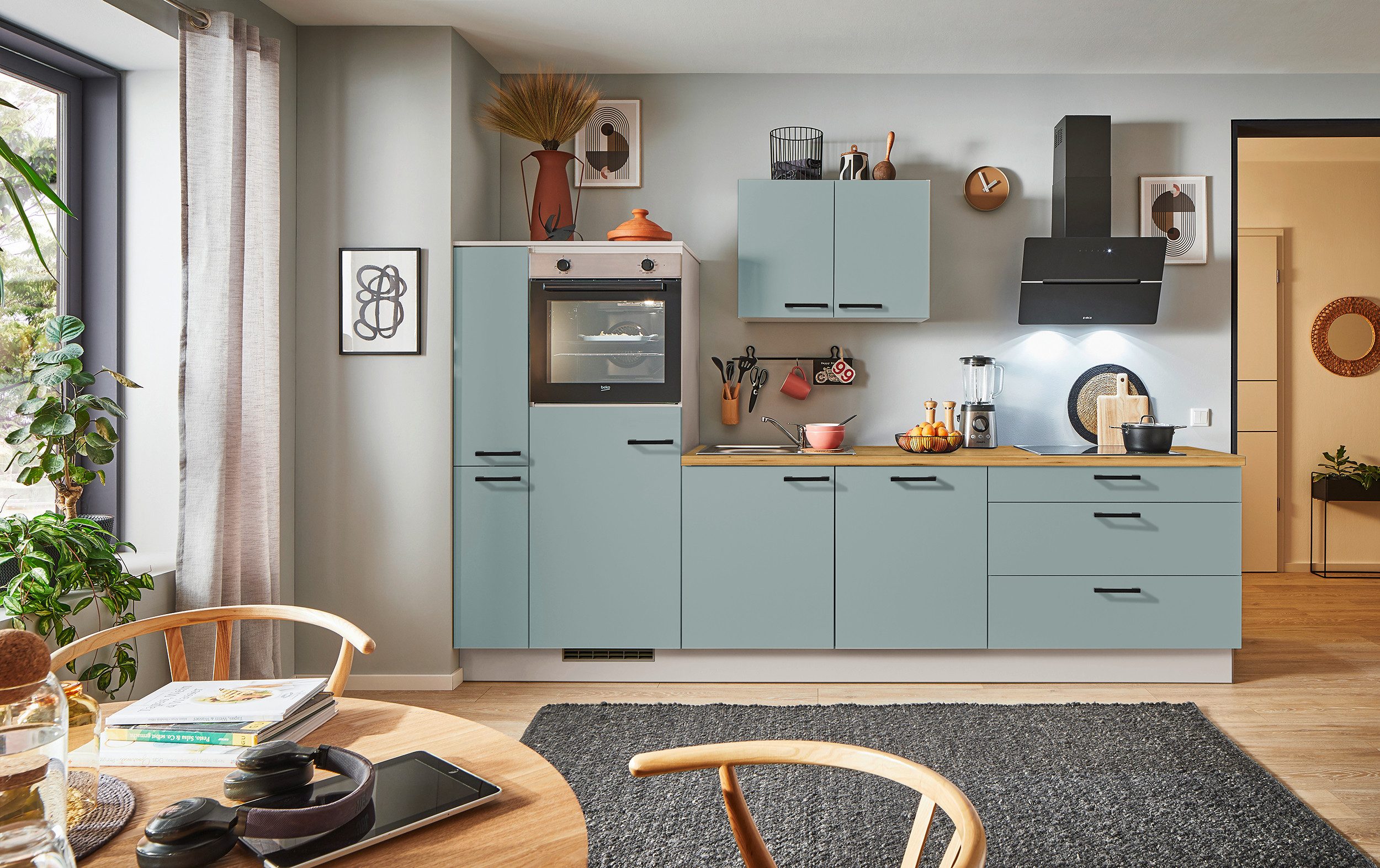 pino Küchenzeile Stockholm, individuell anpassbar, gratis Küchenplanung mit Profis, (Breite 310cm), vormontiert, wahlw. mit E-Geräten, Preis inkl. Lieferung
