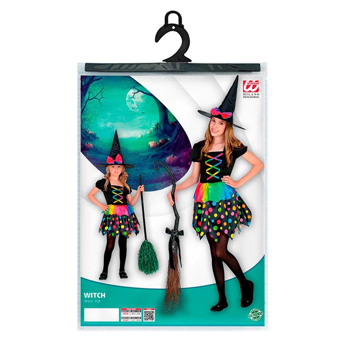 Widmann S.r.l. Hexen-Kostüm Kostüm Hexe mit Kleid und Hut für Mädchen