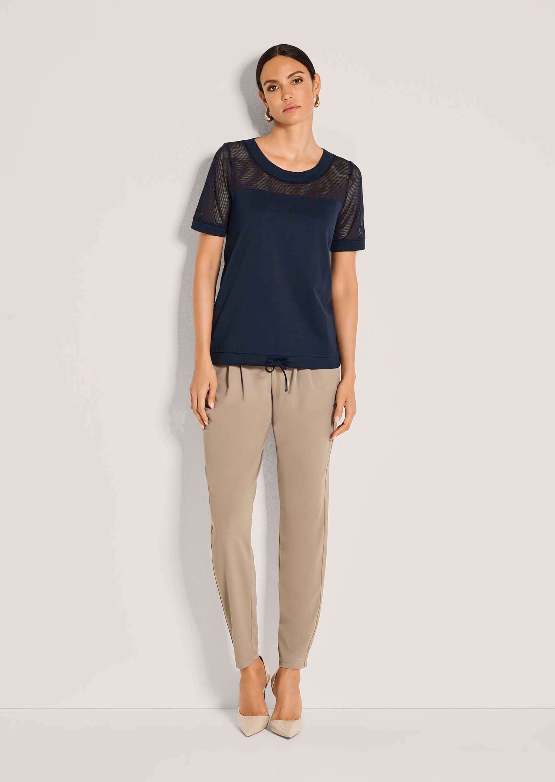 Kurzarmshirt Luftiges T-Shirt mit transparenten Details