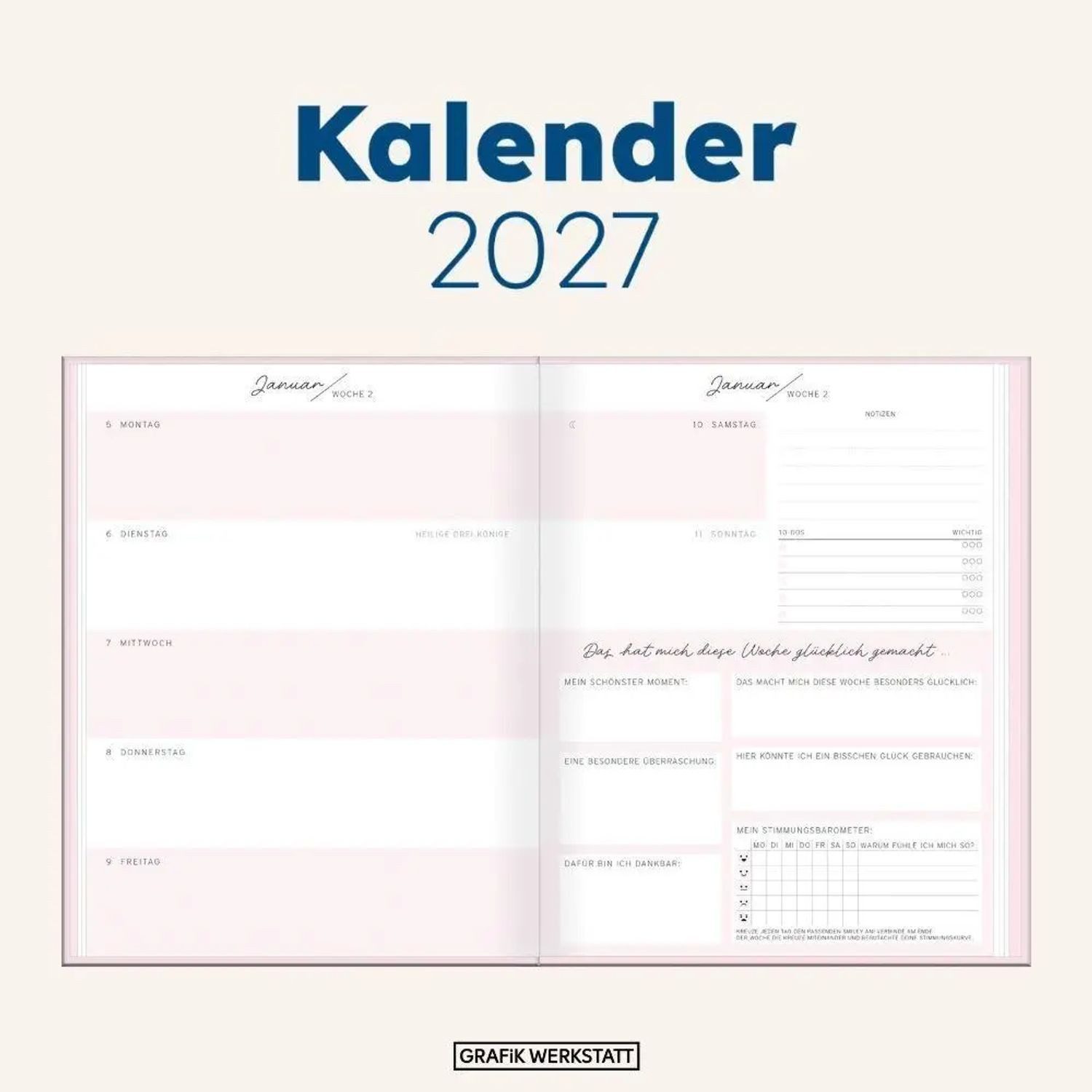 Grafik Werkstatt Taschenkalender Terminplaner Lady Softcover 2027 Dankbarkeits-Planer
